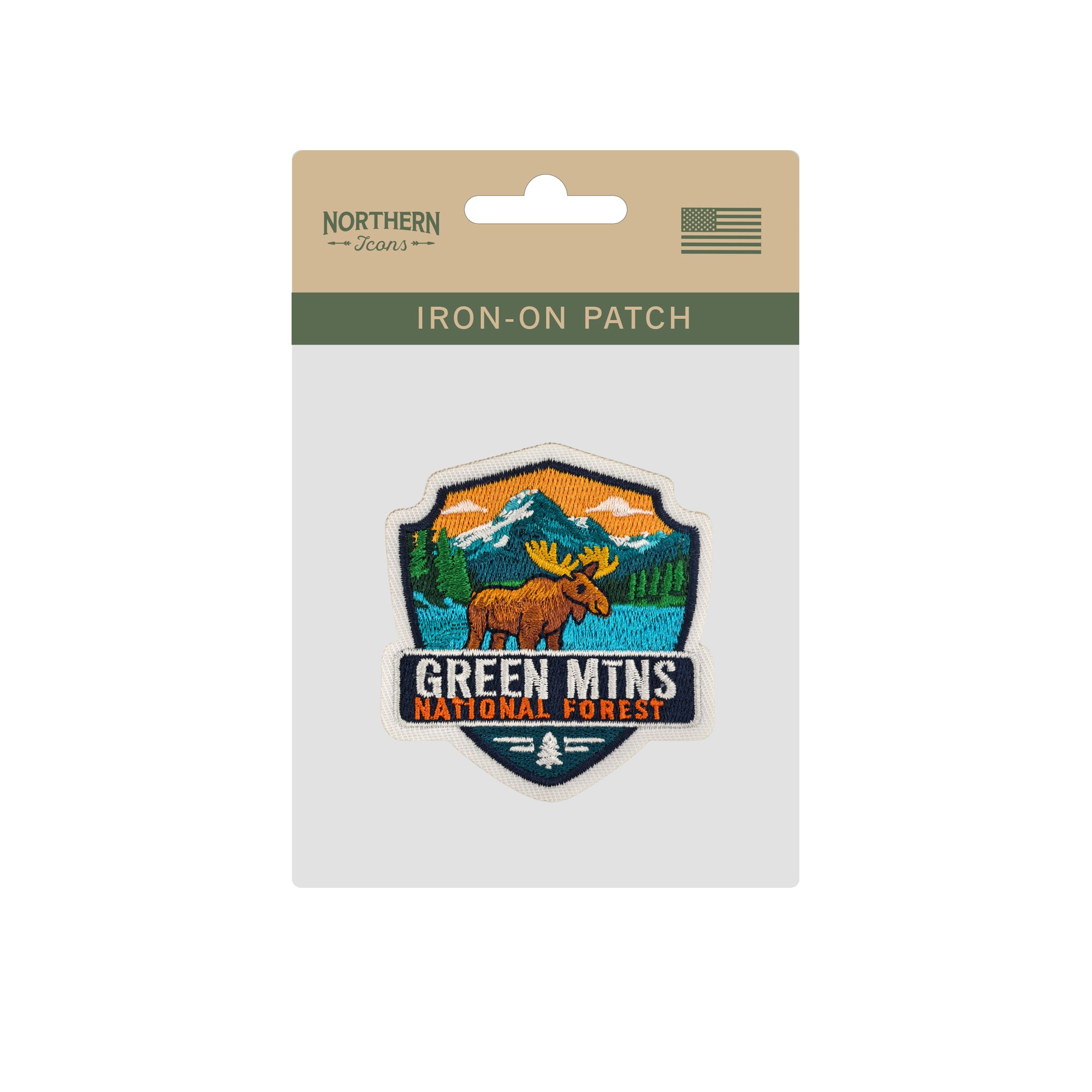 Green Mountains National Forest Iron-on Embroidered Patch | Vermont Wilderness Travel Souvenir Patch for Hats, Jackets & Backpacks