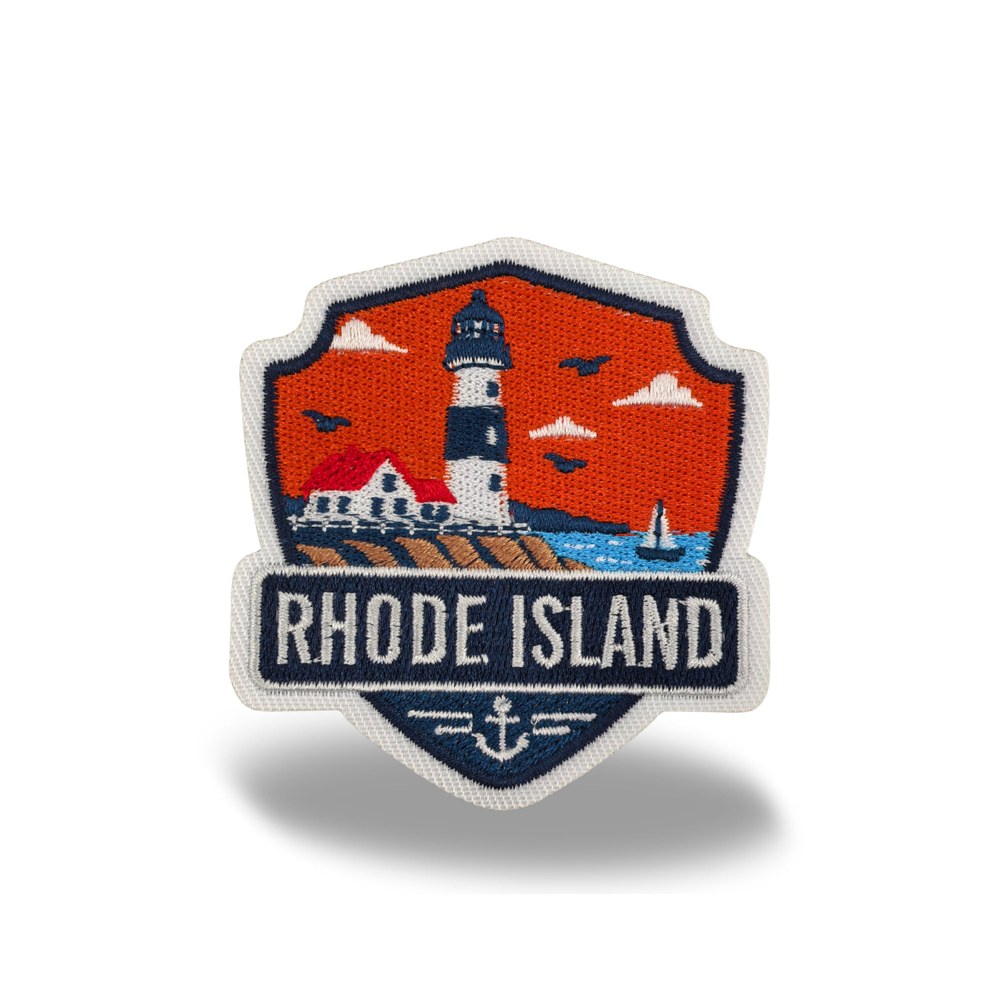 Rhode Island State Embroidered Iron-on Patch | New England Coastal Travel Souvenir Patch for Hats, Jackets & Backpacks