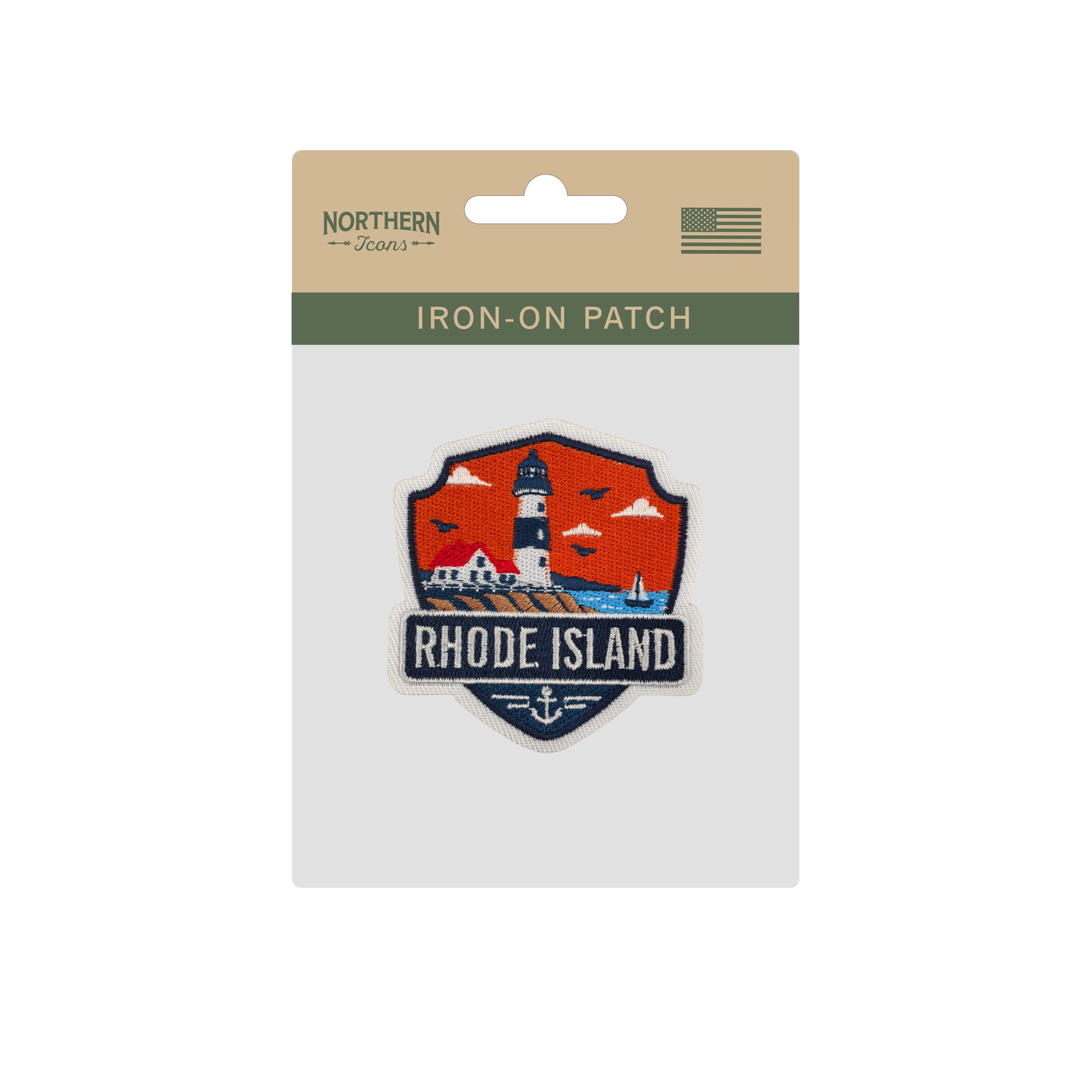 Rhode Island State Embroidered Iron-on Patch | New England Coastal Travel Souvenir Patch for Hats, Jackets & Backpacks