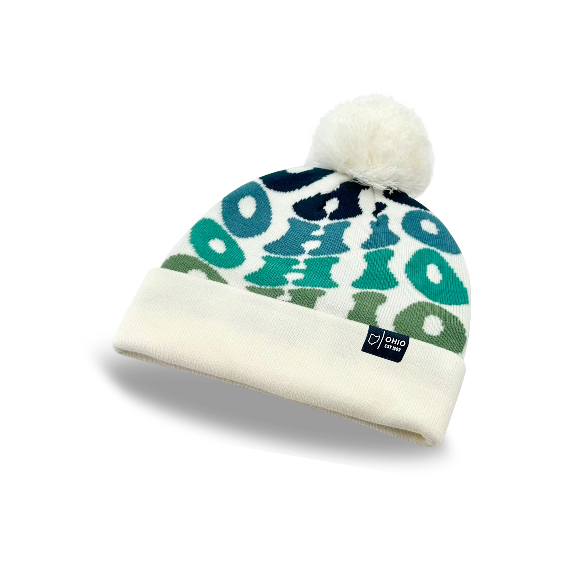 OHIO Colorful Knit Pom Pom Beanie - Retro Winter Warm Hat