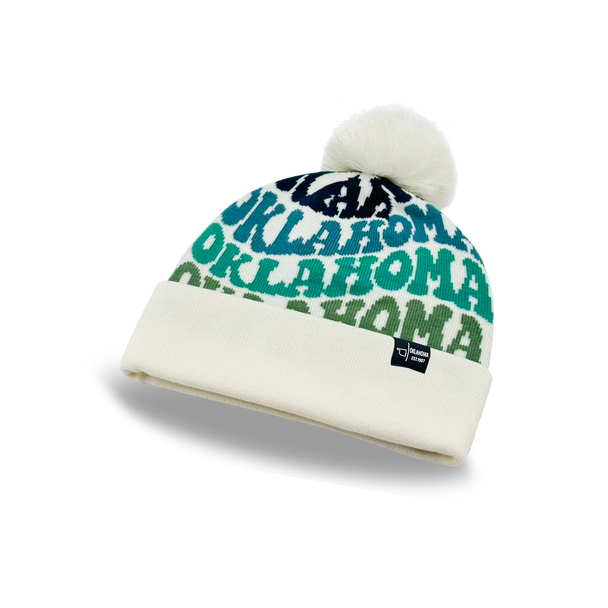OKLAHOMA Colorful Knit Pom Pom Beanie - Retro Winter Hat