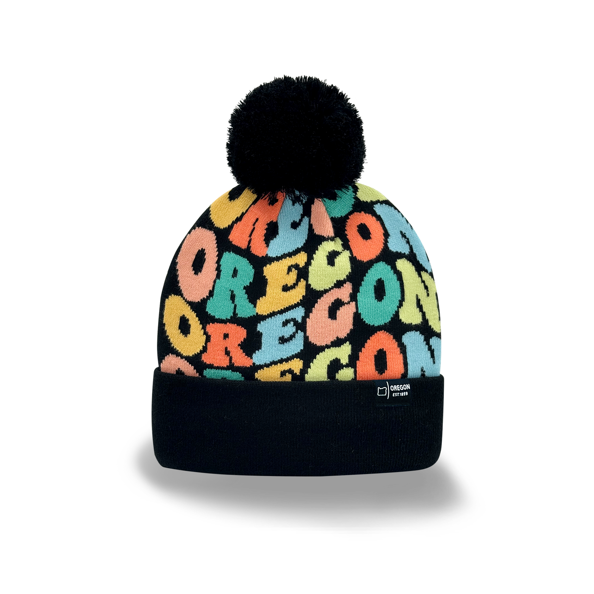 OREGON Colorful Knit Pom Pom Beanie - Retro Winter Warm Hat