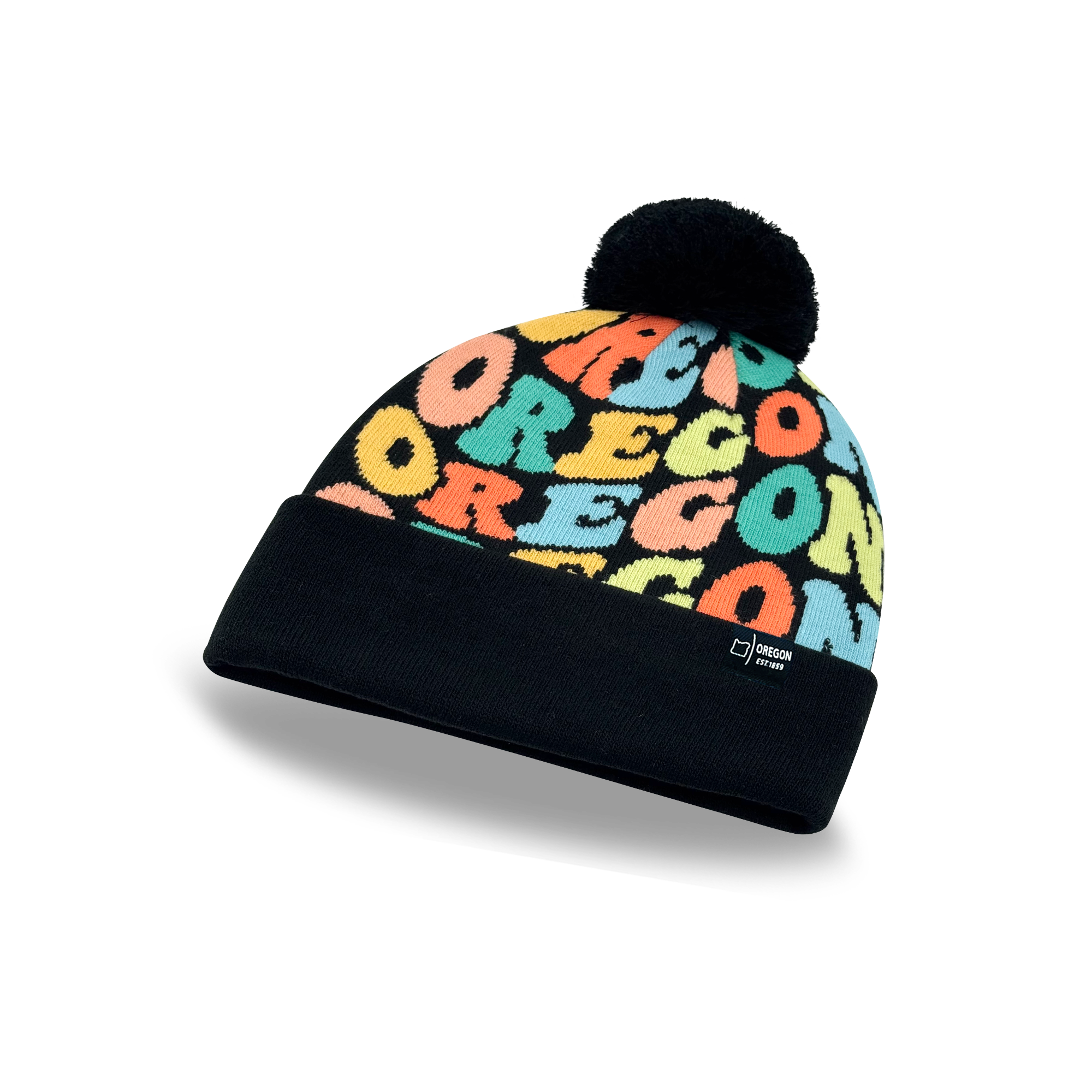 OREGON Colorful Knit Pom Pom Beanie - Retro Winter Warm Hat