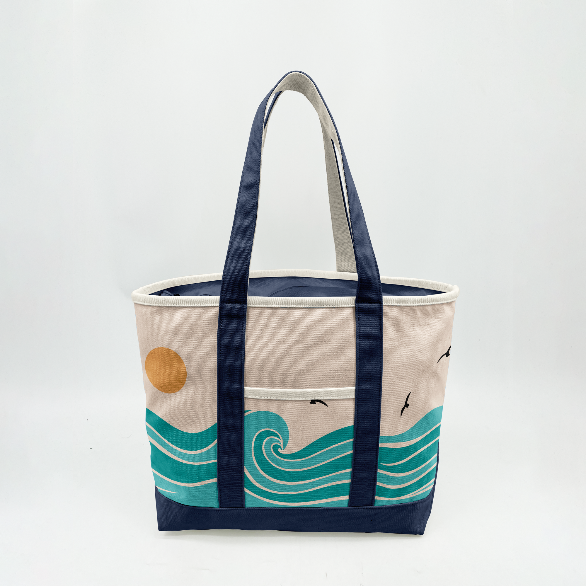 Coastal Wave Adventure Canvas Tote Bag – Ocean Inspired Travel Carryall