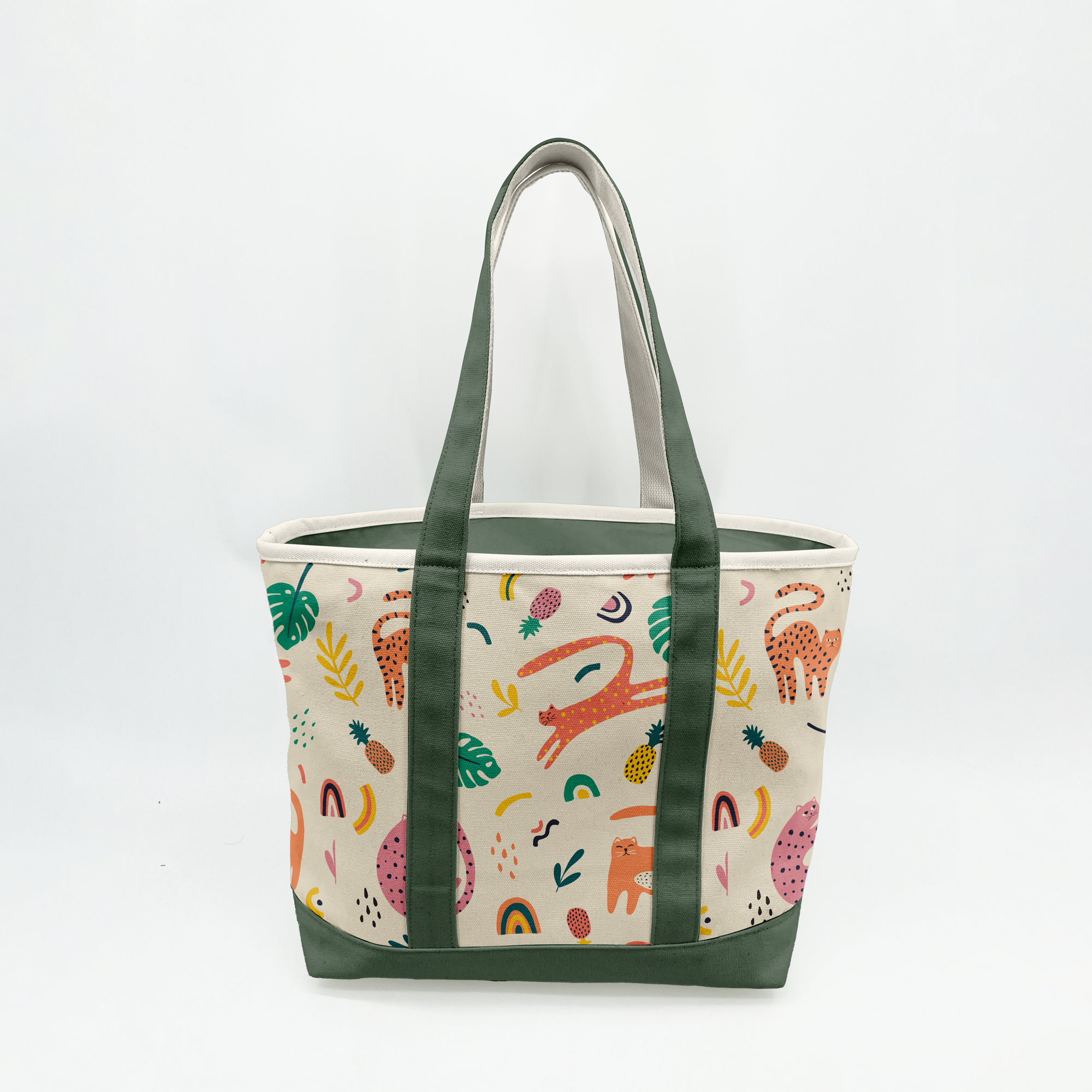 Playful Jungle Adventure Canvas Tote Bag – Tropical Animal Travel Carryall