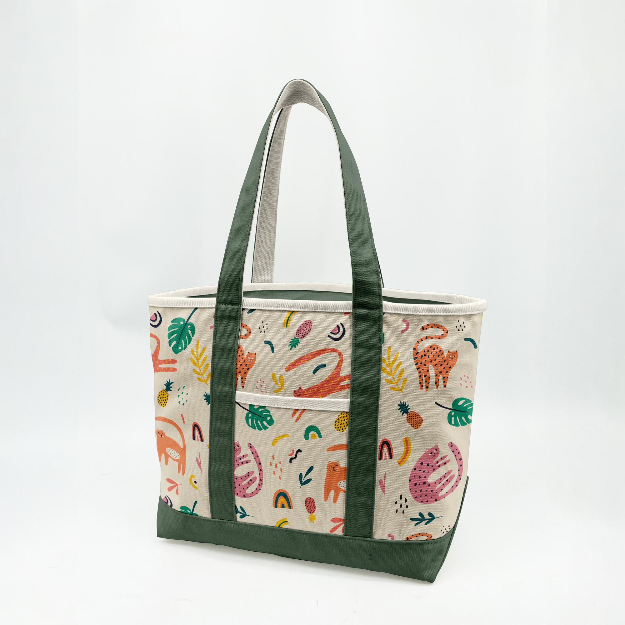 Playful Jungle Adventure Canvas Tote Bag – Tropical Animal Travel Carryall