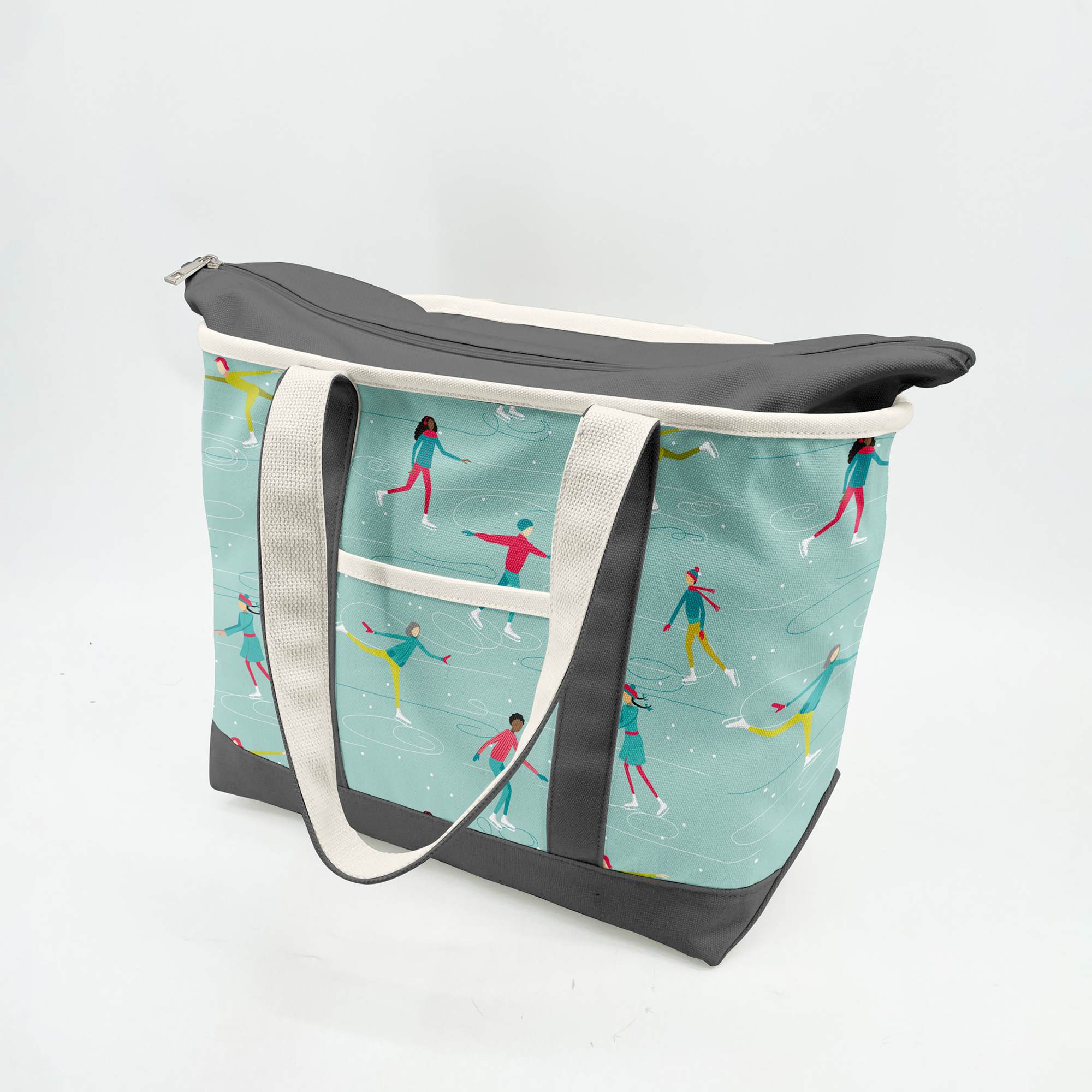 Ice Skating Adventure Canvas Tote Bag – Winter Recreation Travel Carryall