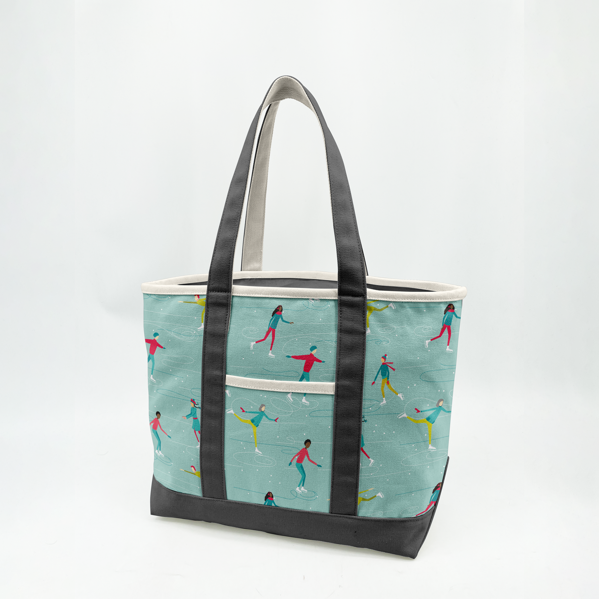 Ice Skating Adventure Canvas Tote Bag – Winter Recreation Travel Carryall