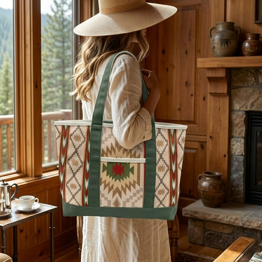 Southwest Desert Pattern Canvas Tote Bag – Adventure Style Carryall