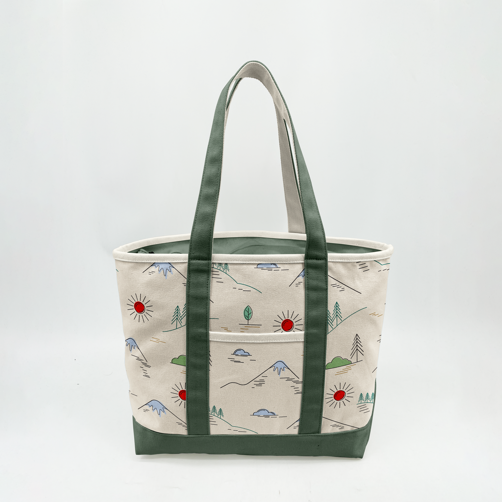 Minimal Mountain Landscape Canvas Tote Bag – Outdoor Adventure Carryall