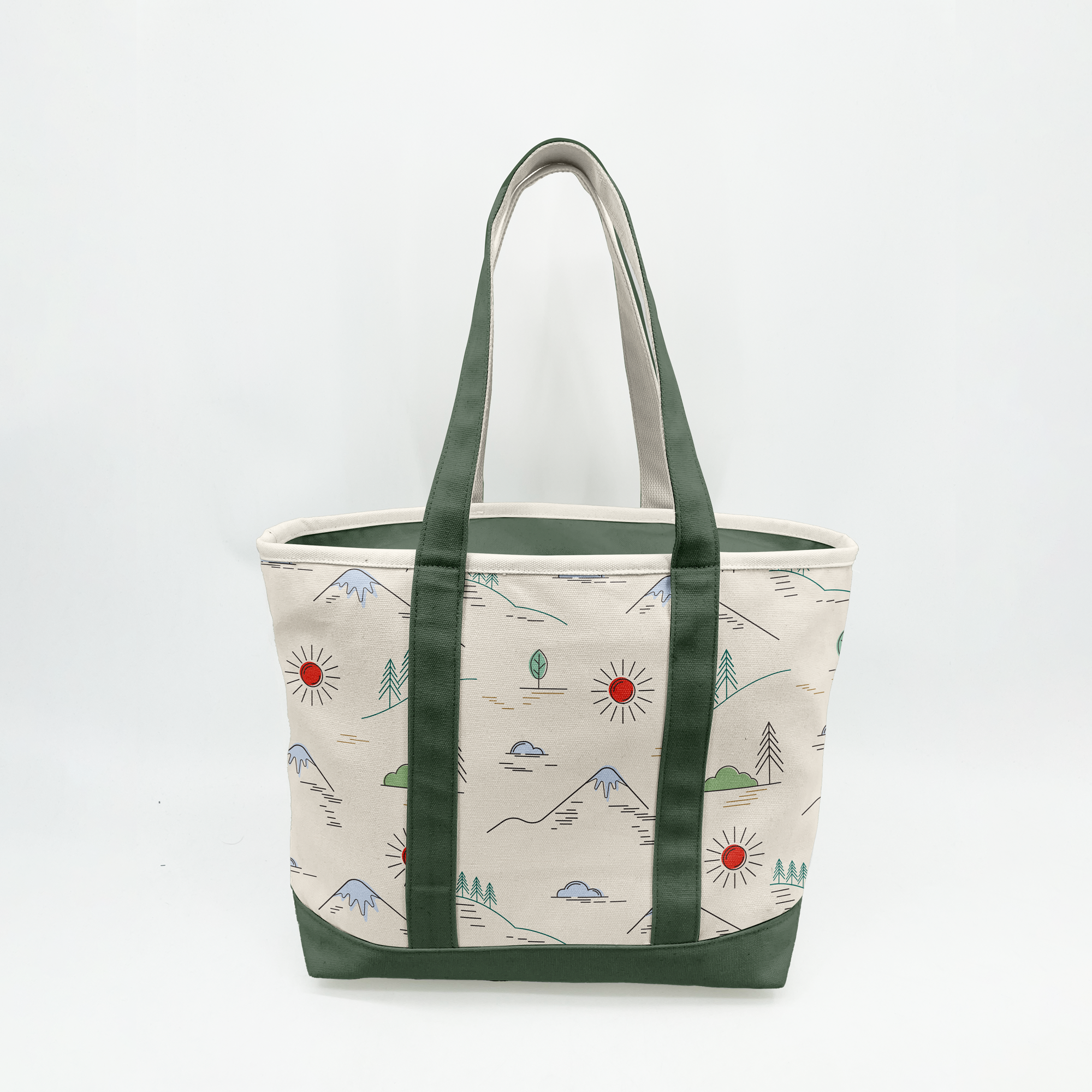 Minimal Mountain Landscape Canvas Tote Bag – Outdoor Adventure Carryall
