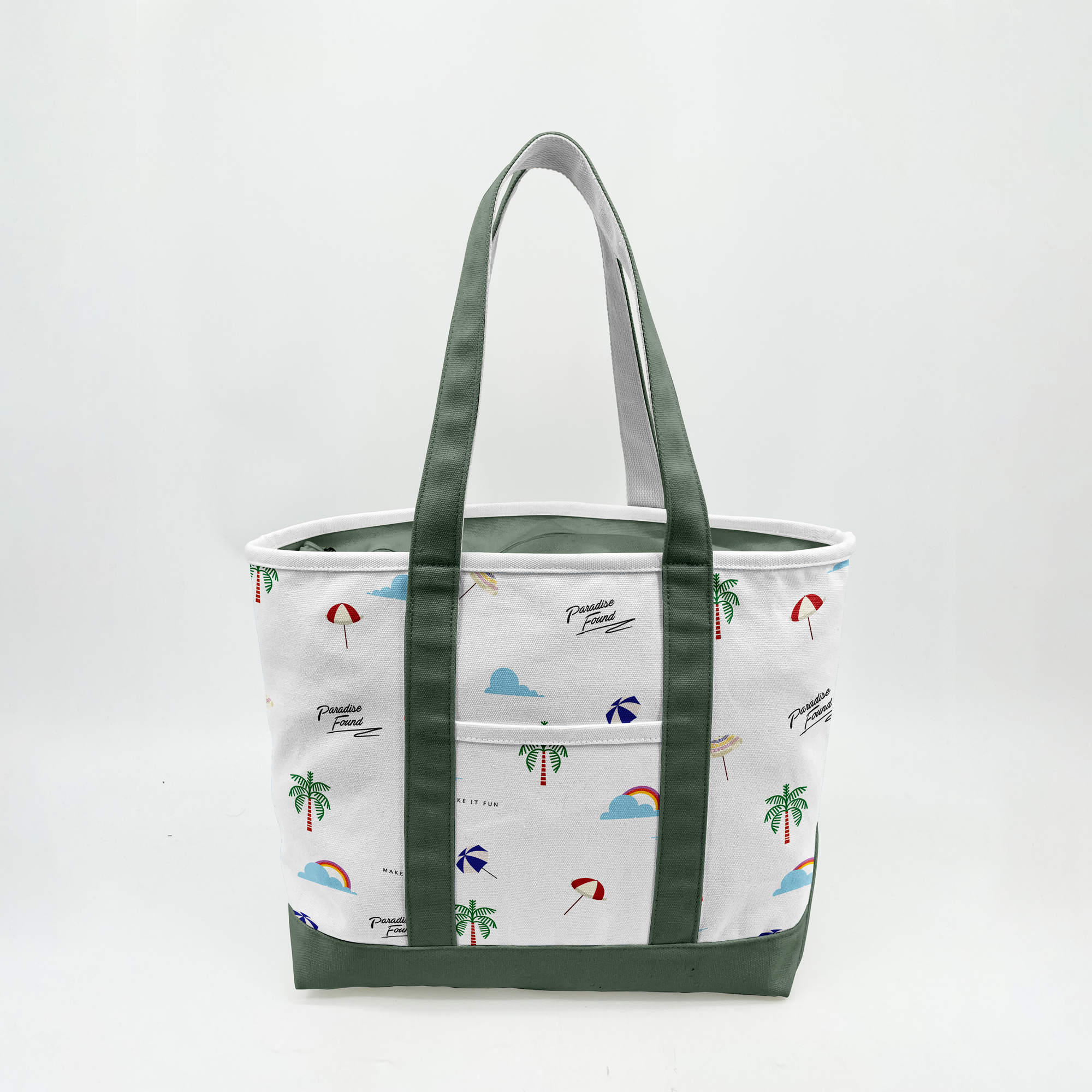 Paradise Beach Icons Canvas Tote Bag – Coastal Vacation Carryall