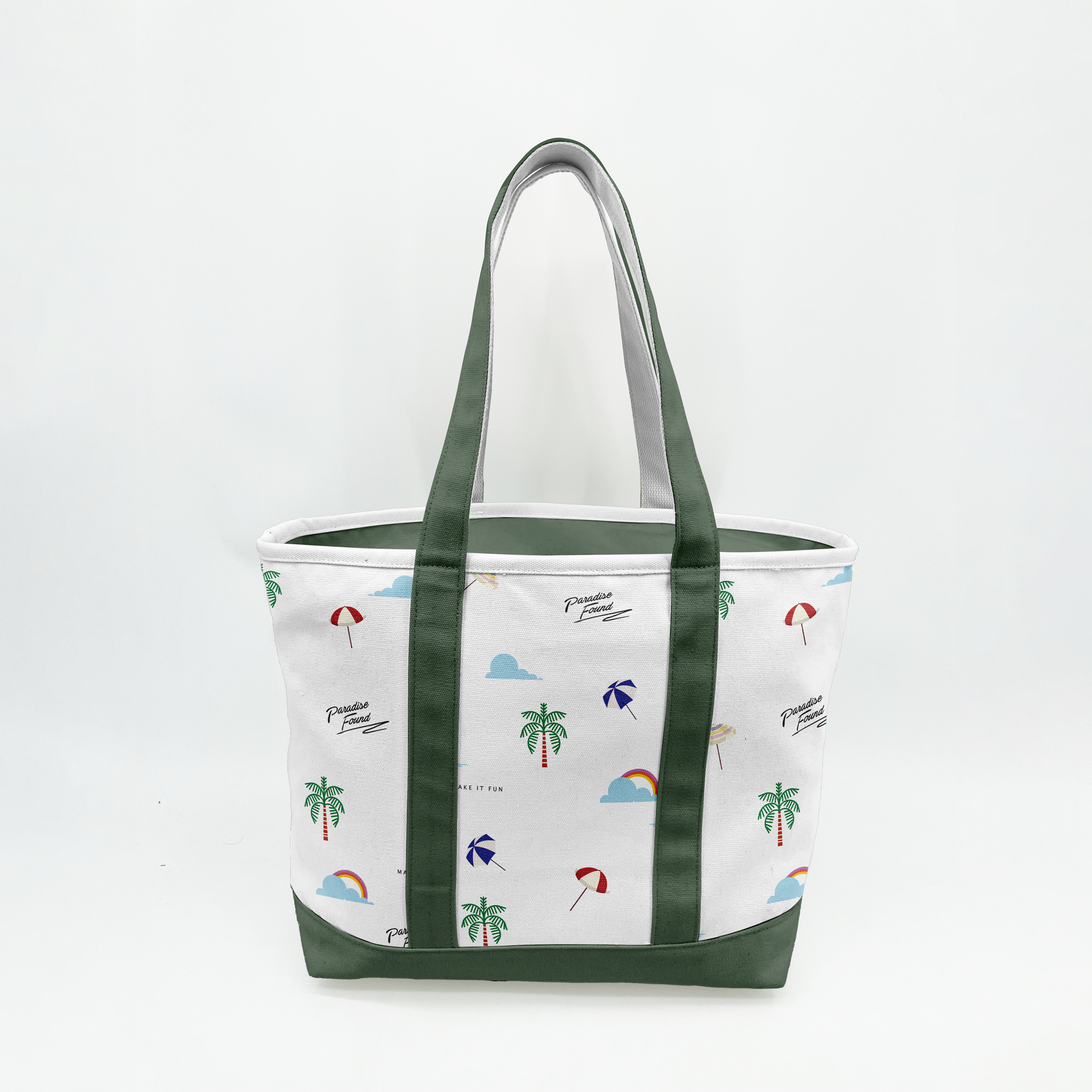 Paradise Beach Icons Canvas Tote Bag – Coastal Vacation Carryall