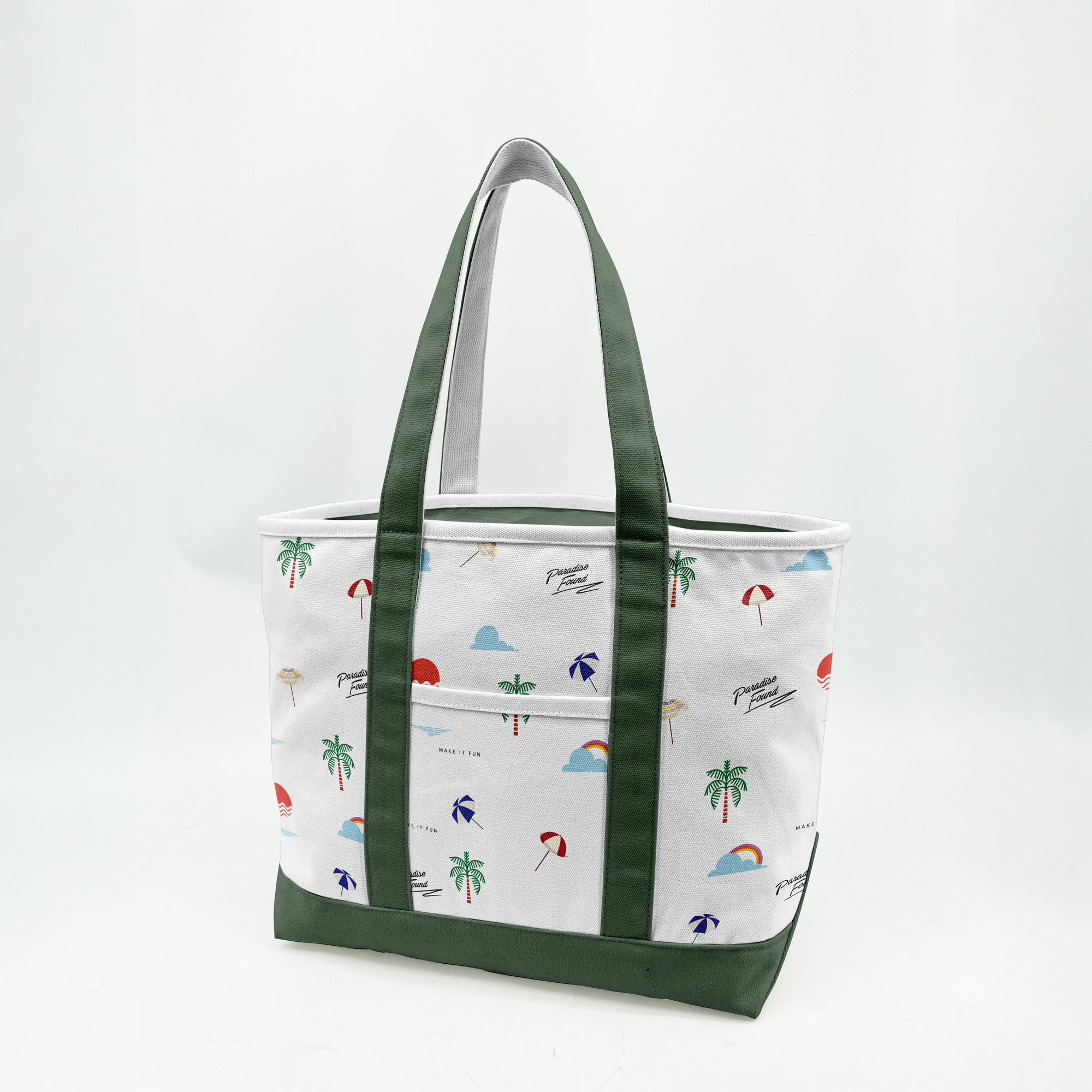 Paradise Beach Icons Canvas Tote Bag – Coastal Vacation Carryall