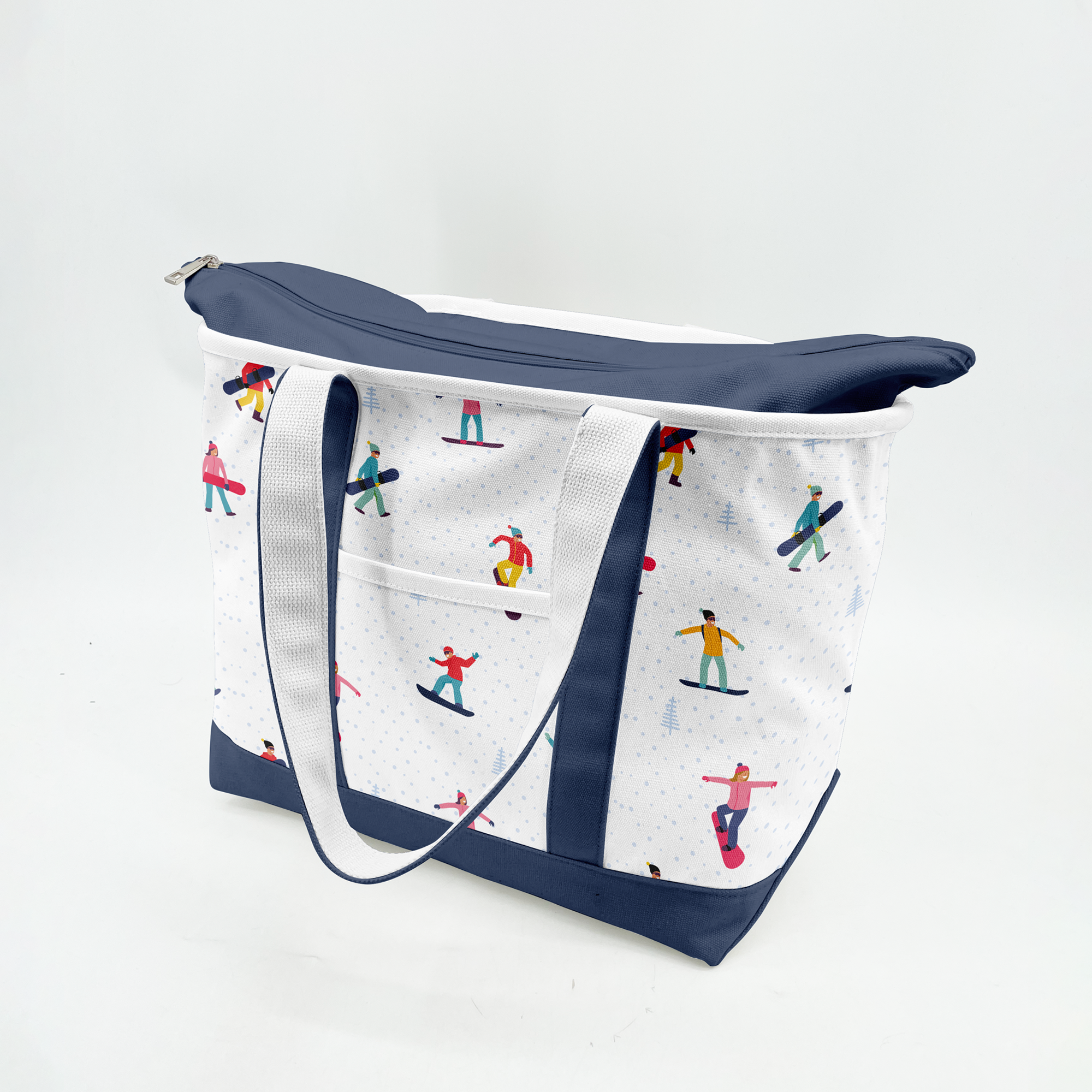 Winter Snowboard Adventure Canvas Tote Bag – Ski Resort Graphic Carryall