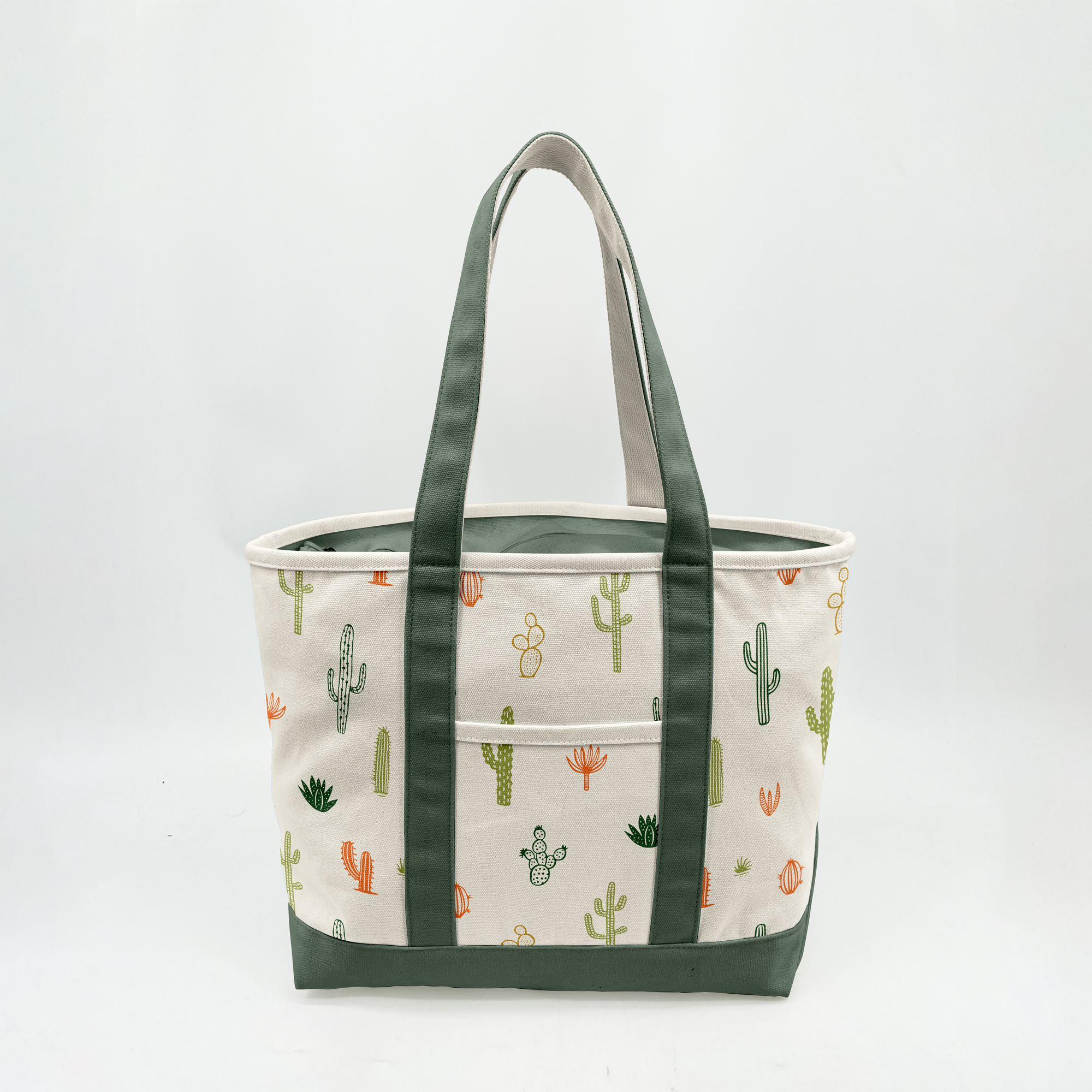 Desert Cactus Pattern Canvas Tote Bag – Southwestern Graphic Carryall