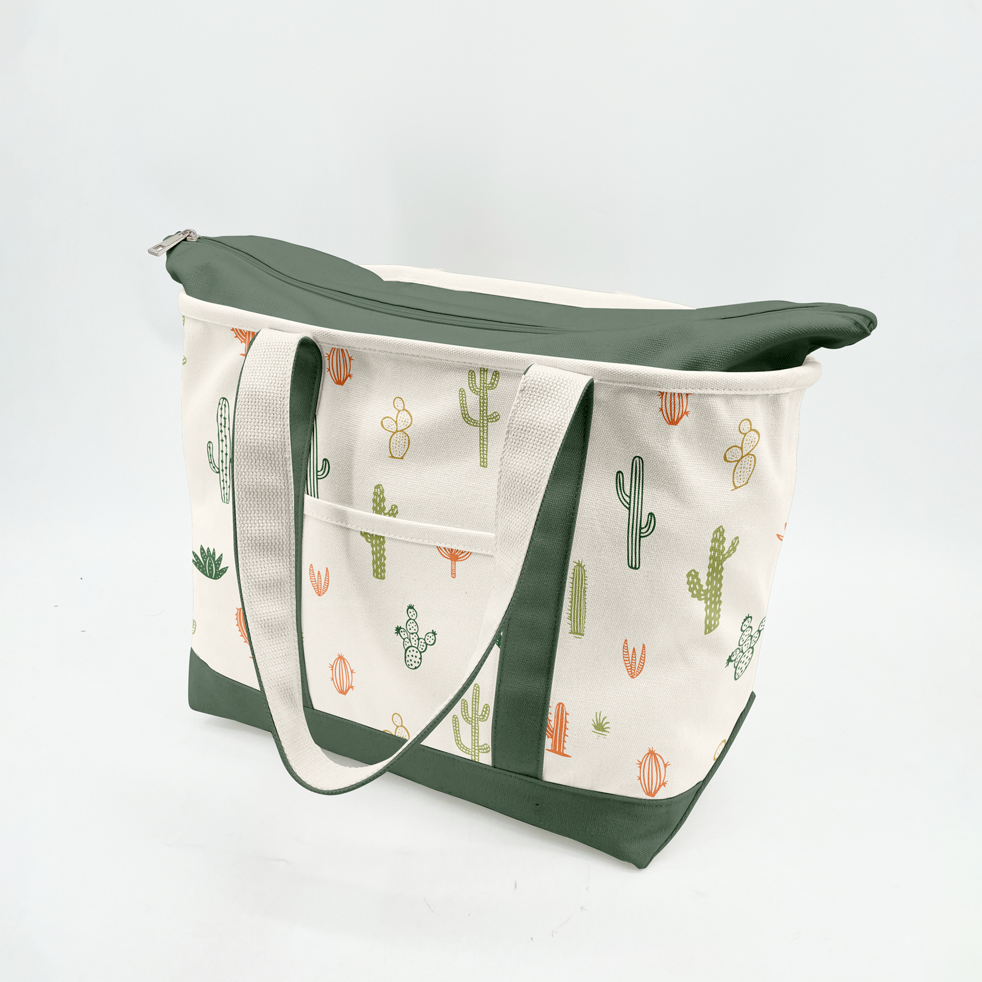 Desert Cactus Pattern Canvas Tote Bag – Southwestern Graphic Carryall
