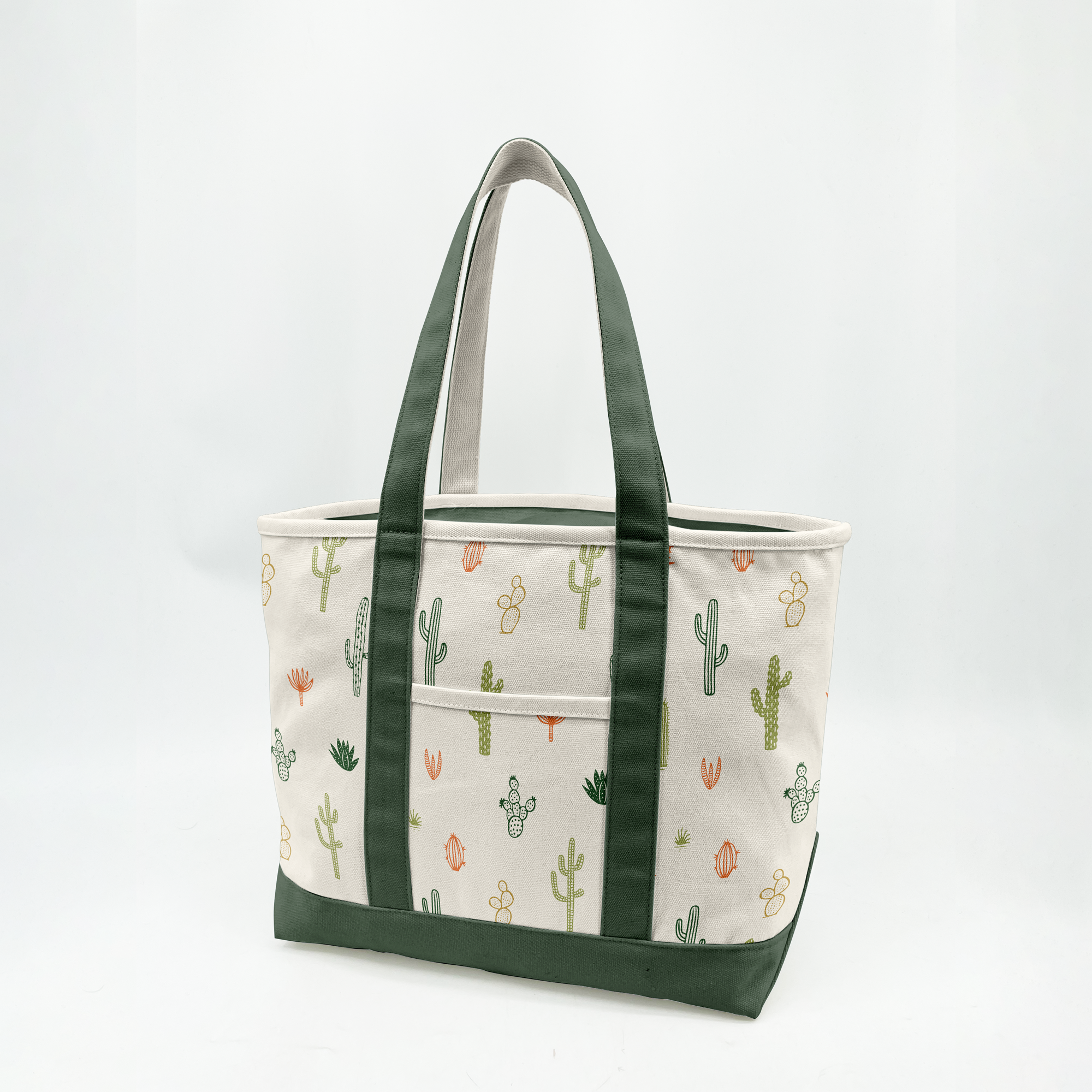 Desert Cactus Pattern Canvas Tote Bag – Southwestern Graphic Carryall