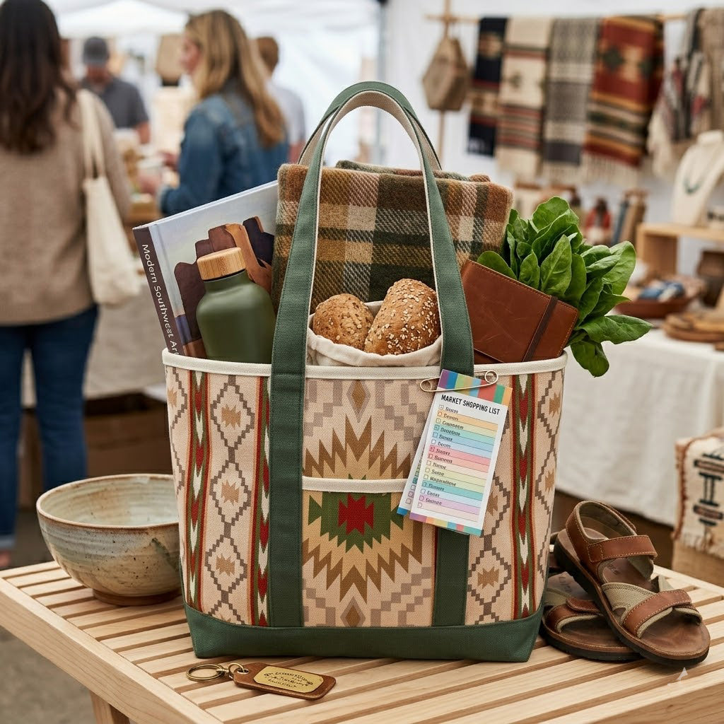 Southwest Desert Pattern Canvas Tote Bag – Adventure Style Carryall