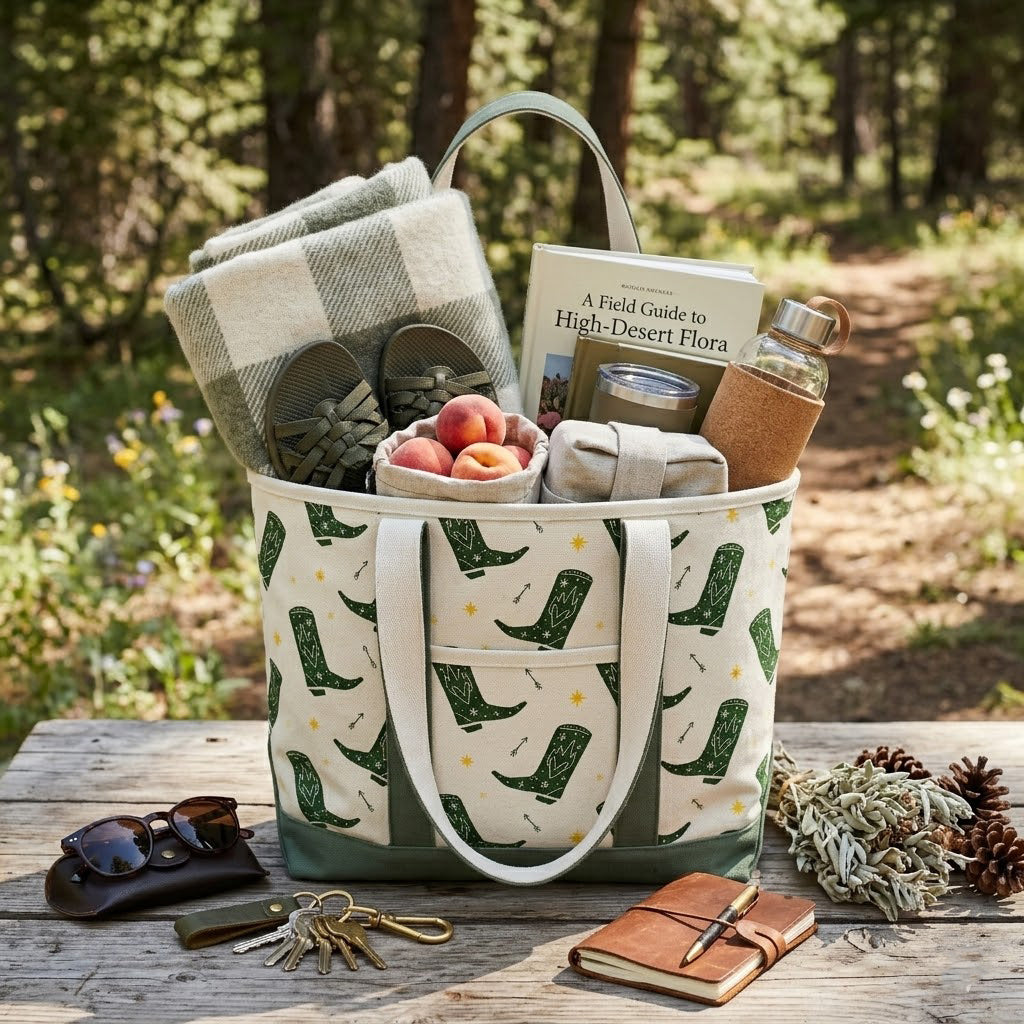 Western Cowboy Boots Canvas Tote Bag – Rustic Adventure Carryall
