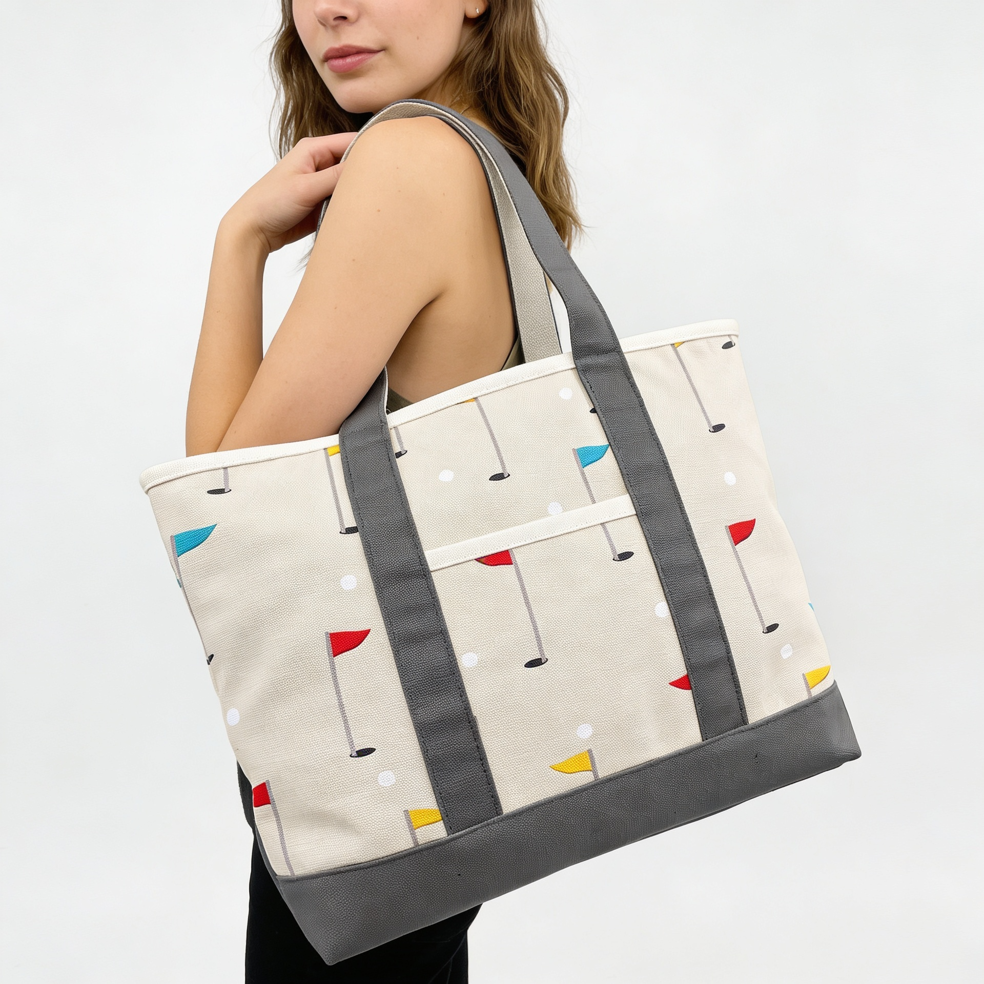 Golf Flag Canvas Tote Bag ¨C Minimal Sports Lifestyle Travel Carryall