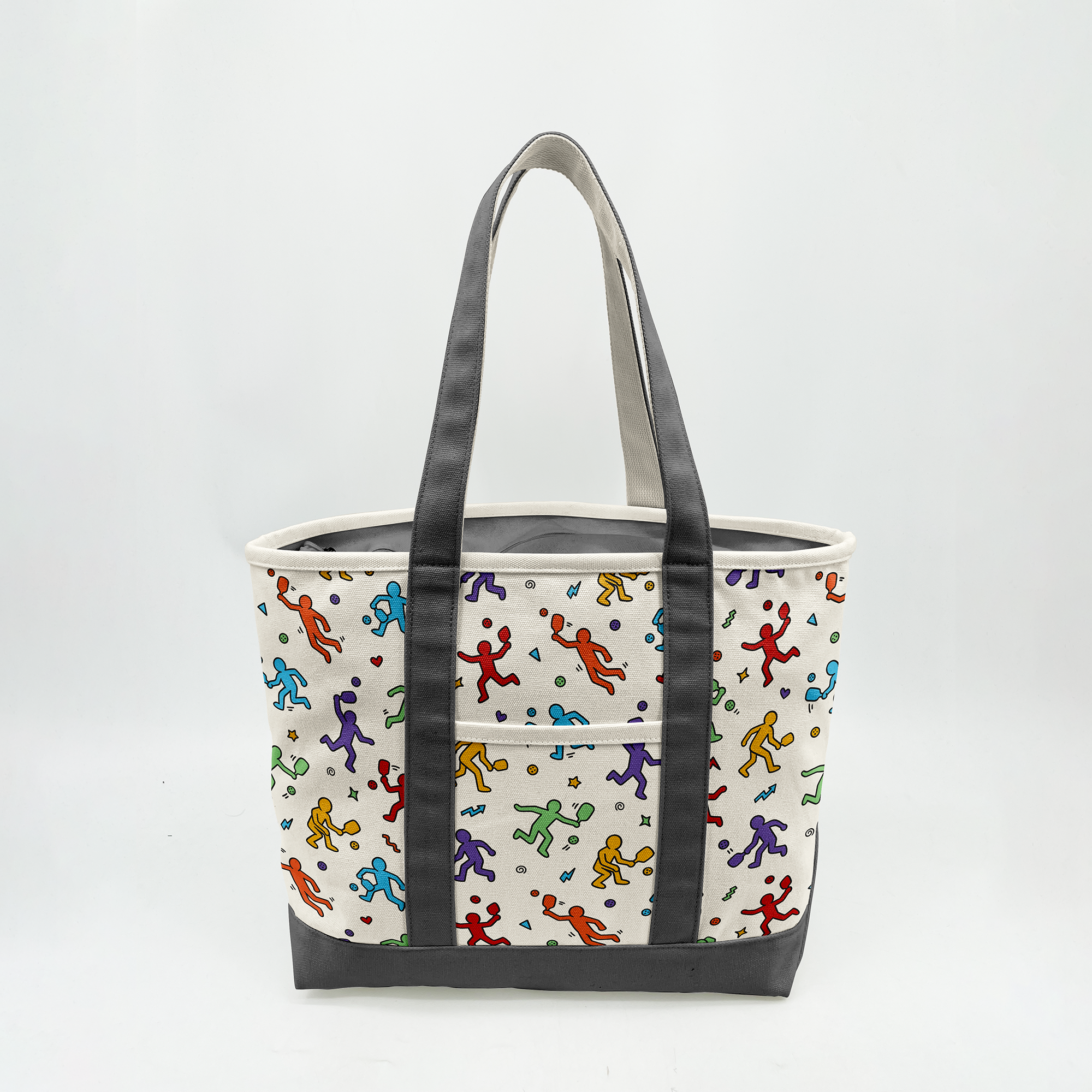 Color Pop Pickleball Canvas Tote Bag ¨C Retro Sports Graphic Carryall