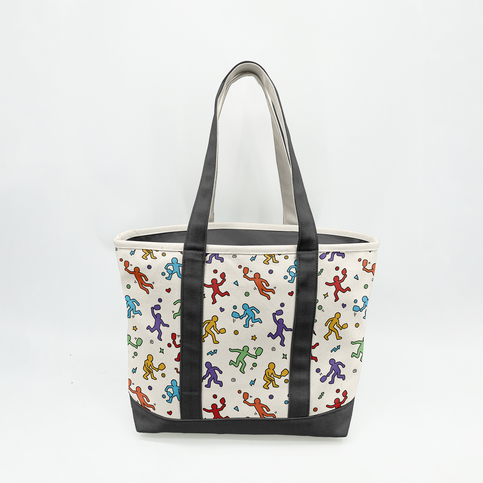 Color Pop Pickleball Canvas Tote Bag ¨C Retro Sports Graphic Carryall