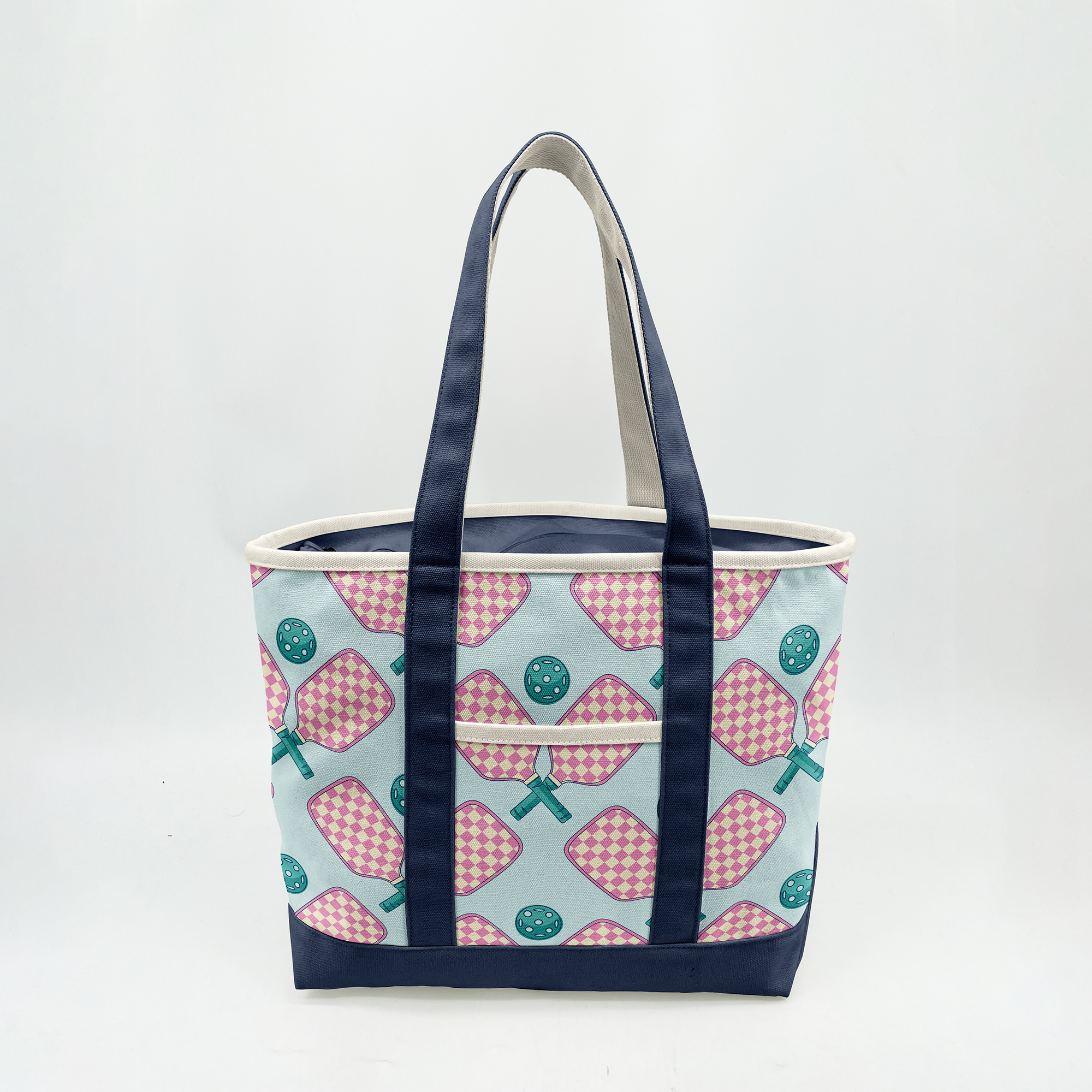 Retro Pickleball Paddle Canvas Tote Bag ¨C Checkerboard Sports Carryall