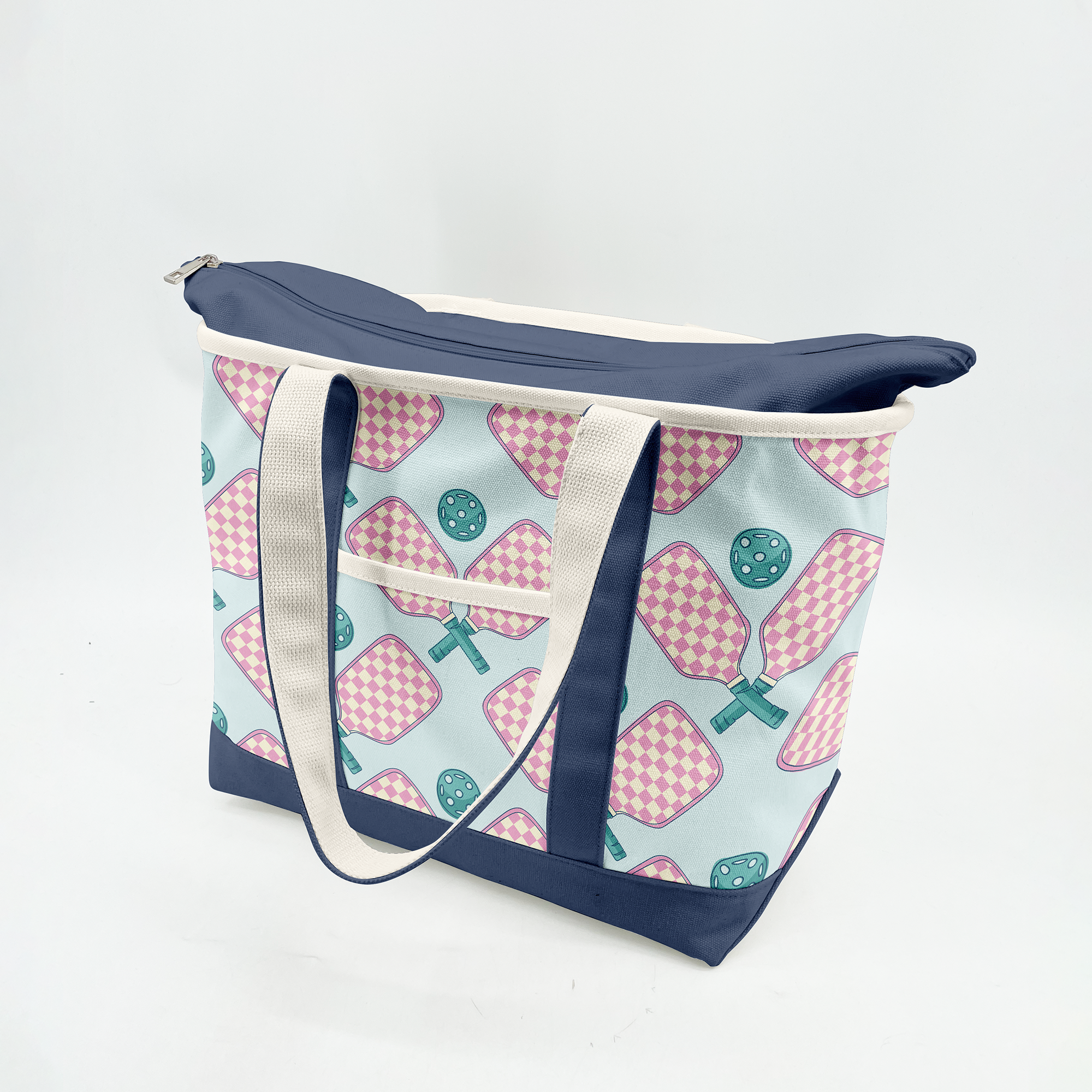 Retro Pickleball Paddle Canvas Tote Bag ¨C Checkerboard Sports Carryall