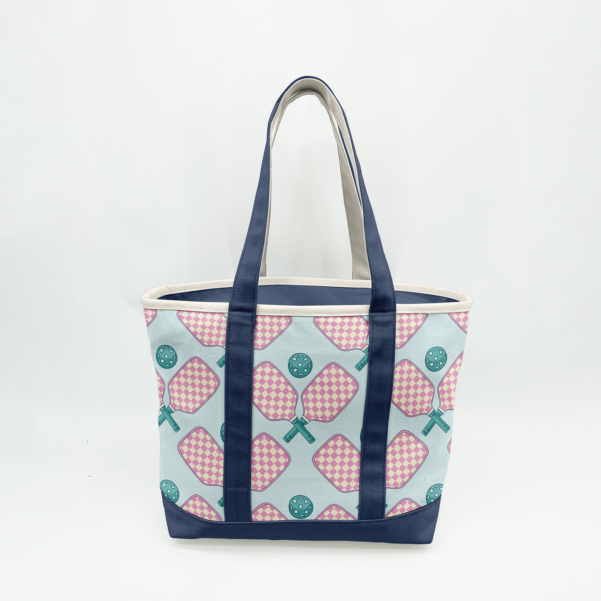 Retro Pickleball Paddle Canvas Tote Bag ¨C Checkerboard Sports Carryall
