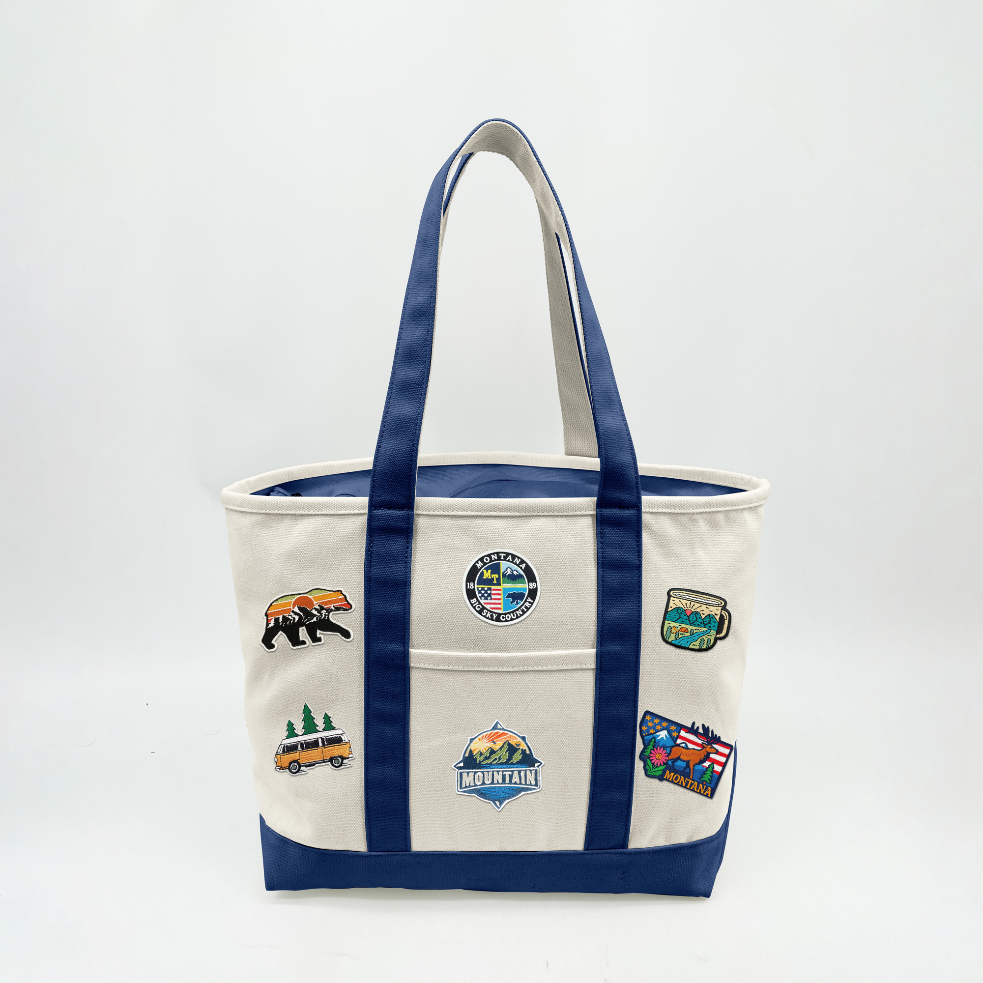 Montana Adventure Patch Canvas Tote Bag ¨C Big Sky Travel Graphic Carryall