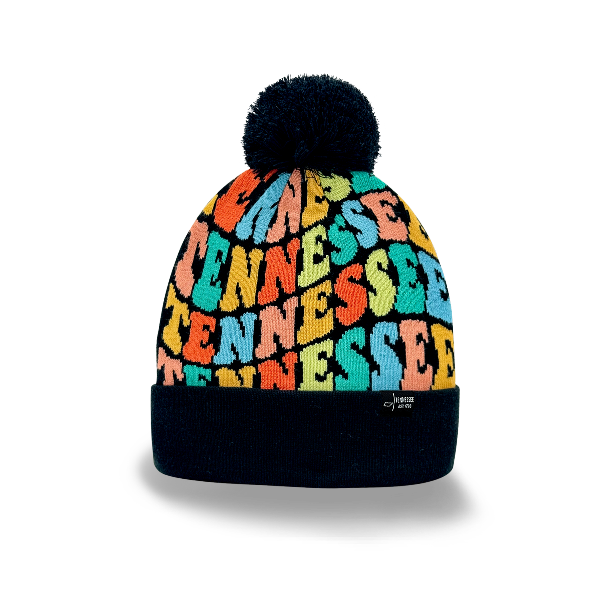 TENNESSEE Colorful Knit Pom Pom Beanie - Retro Winter Warm Hat