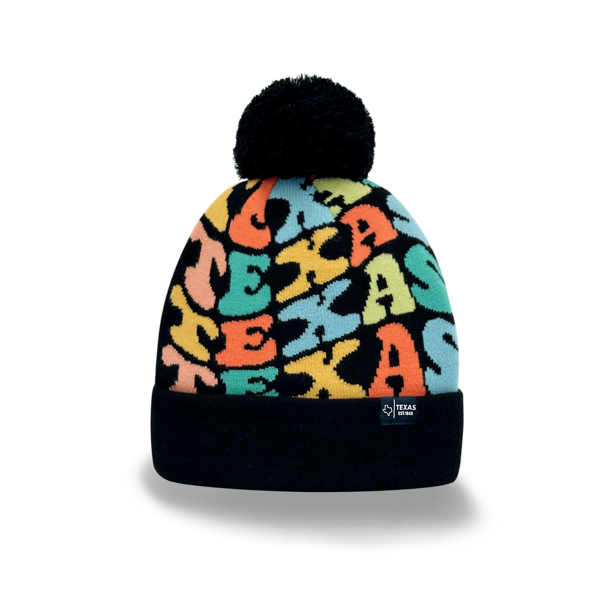 TEXAS Colorful Knit Pom Pom Beanie - Retro Winter Warm Hat