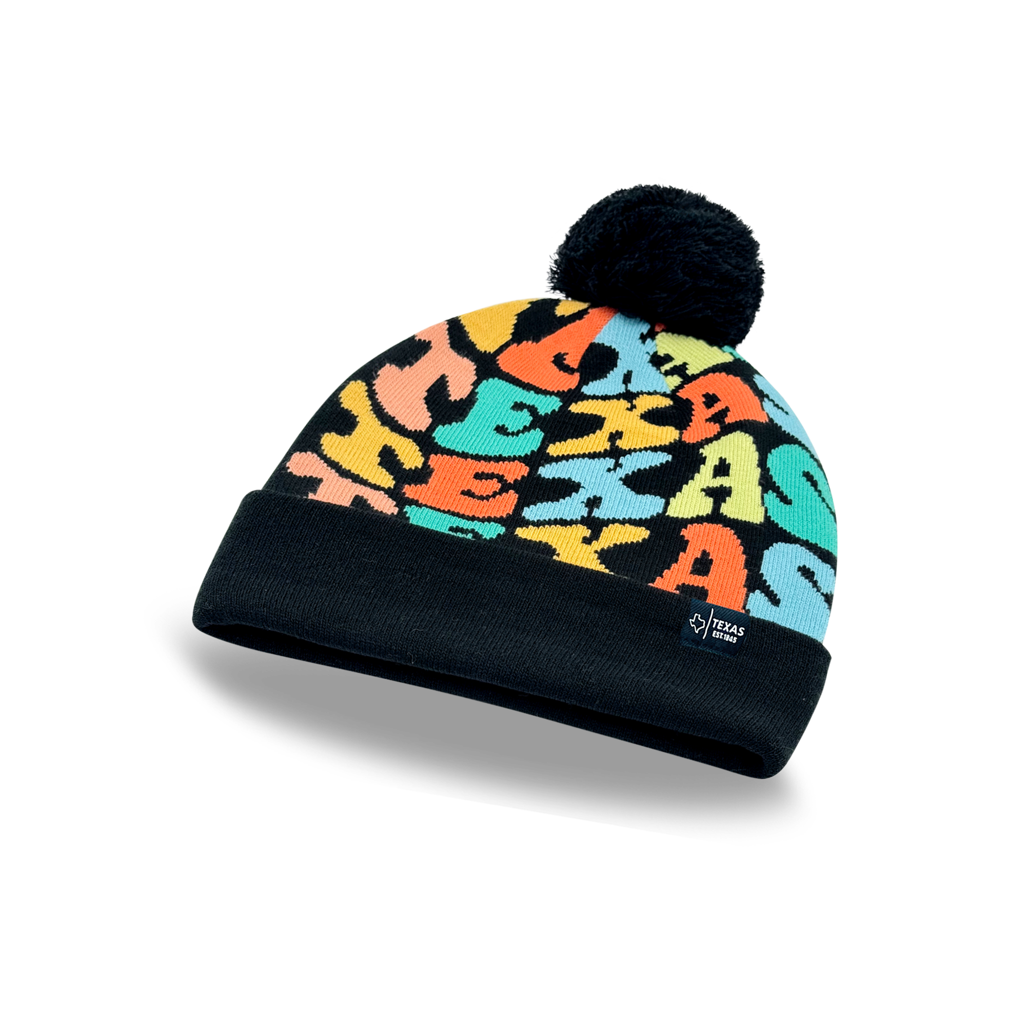 TEXAS Colorful Knit Pom Pom Beanie - Retro Winter Warm Hat