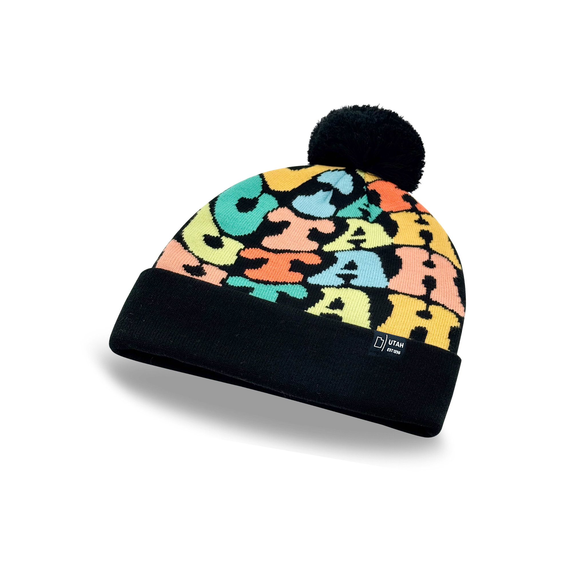 UTAH Colorful Knit Pom Pom Beanie - Retro Winter Warm Hat