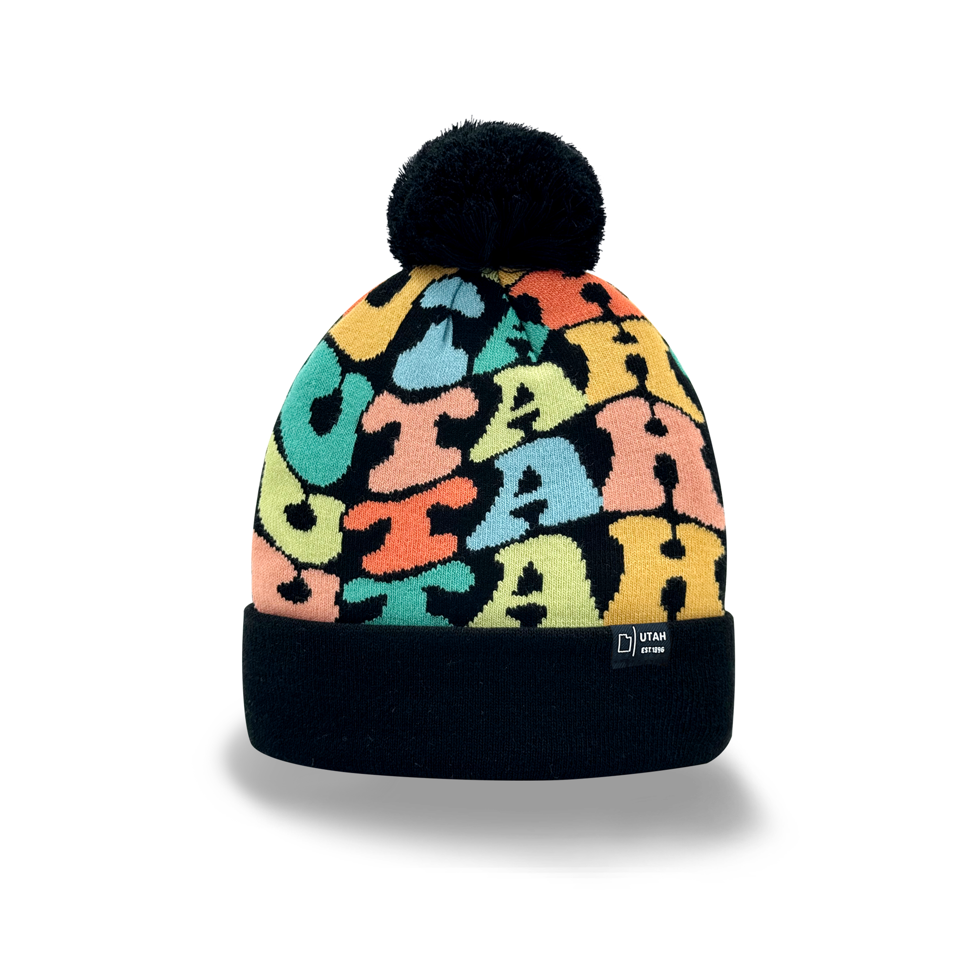 UTAH Colorful Knit Pom Pom Beanie - Retro Winter Warm Hat