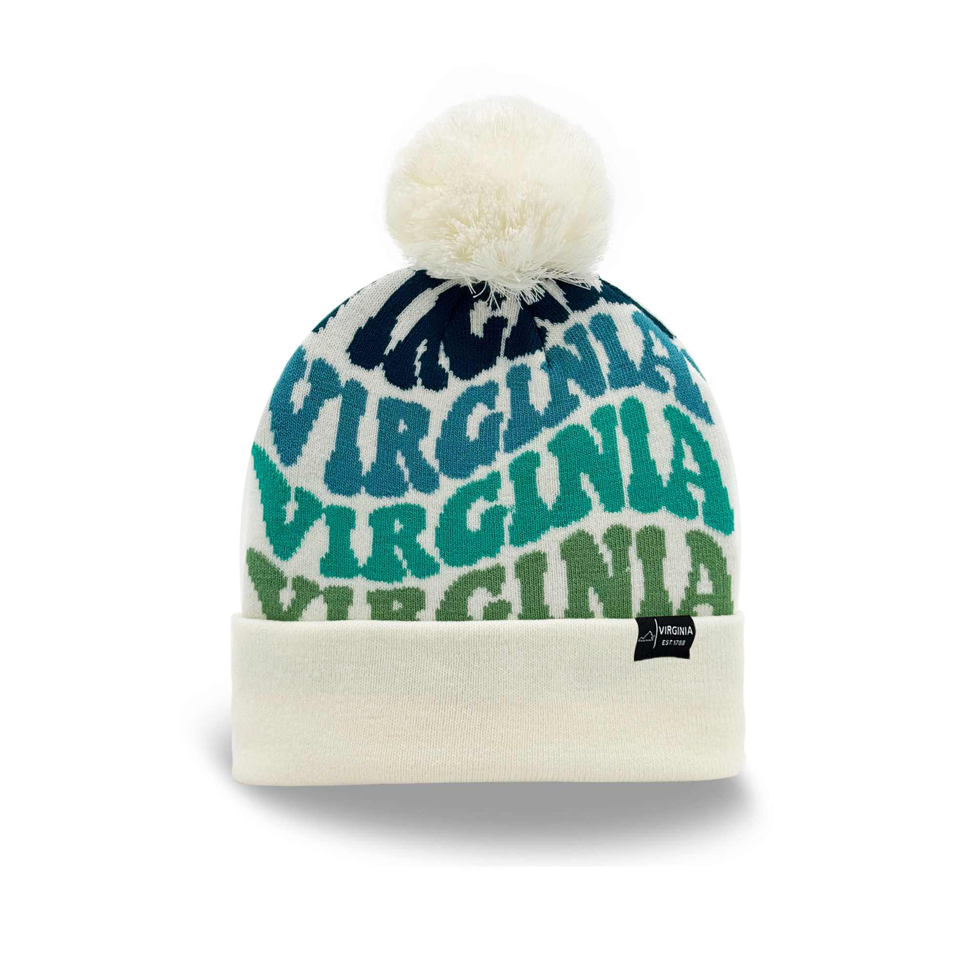 Virginia Colorful Letter Beanie Winter Knit Hat with Pom Pom for Cold Weather