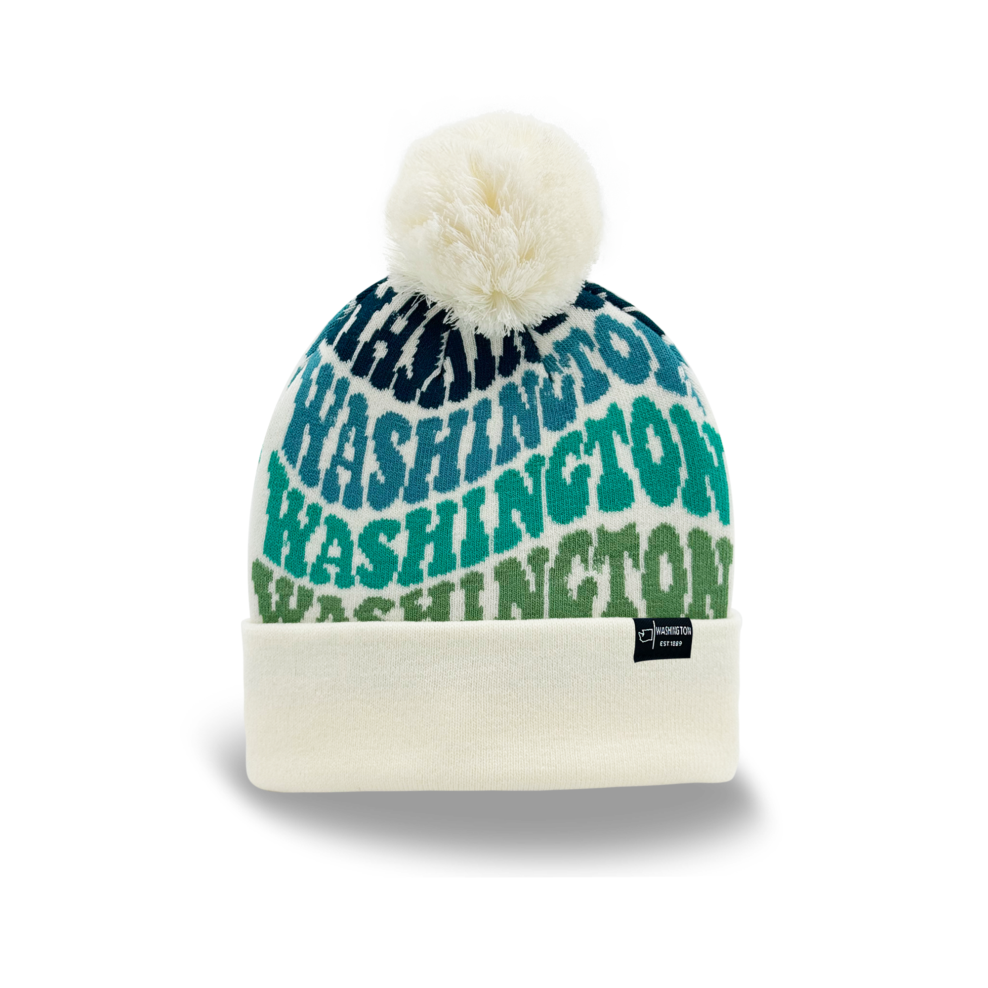 Washington Colorful Letter Beanie Winter Knit Hat with Pom Pom for Cold Weather