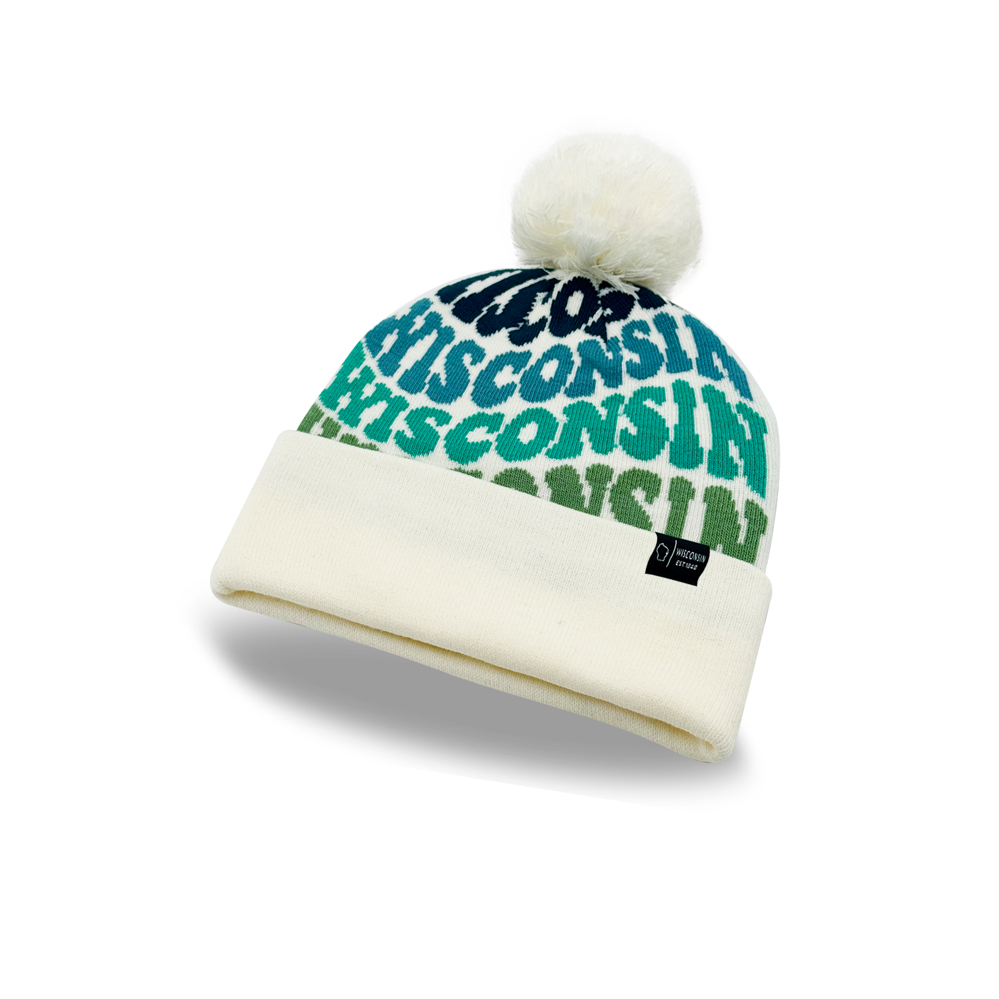 Wisconsin Colorful Letter Beanie Winter Knit Hat with Pom Pom for Cold Weather