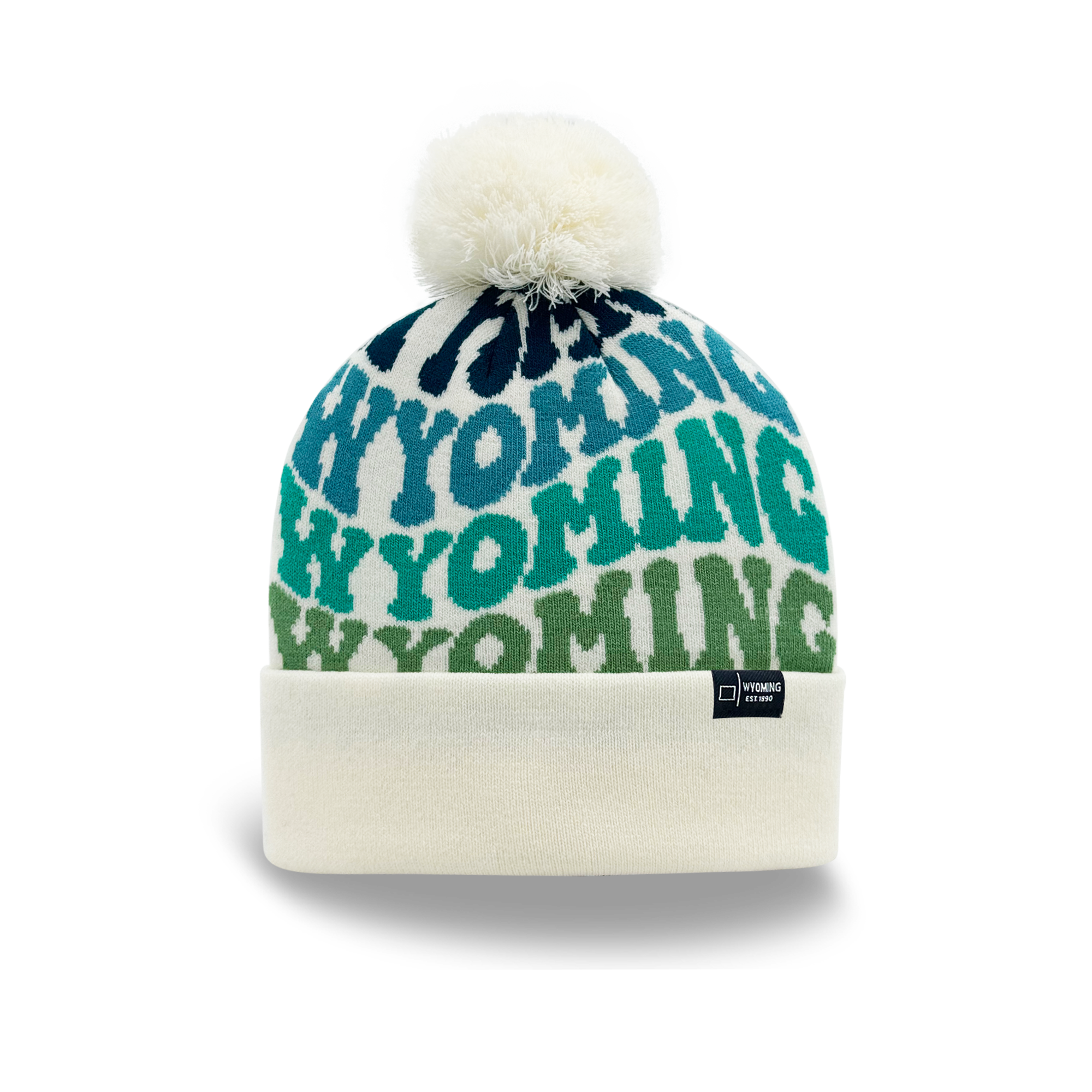 Wyoming Colorful Letter Beanie Winter Knit Hat with Pom Pom for Cold Weather