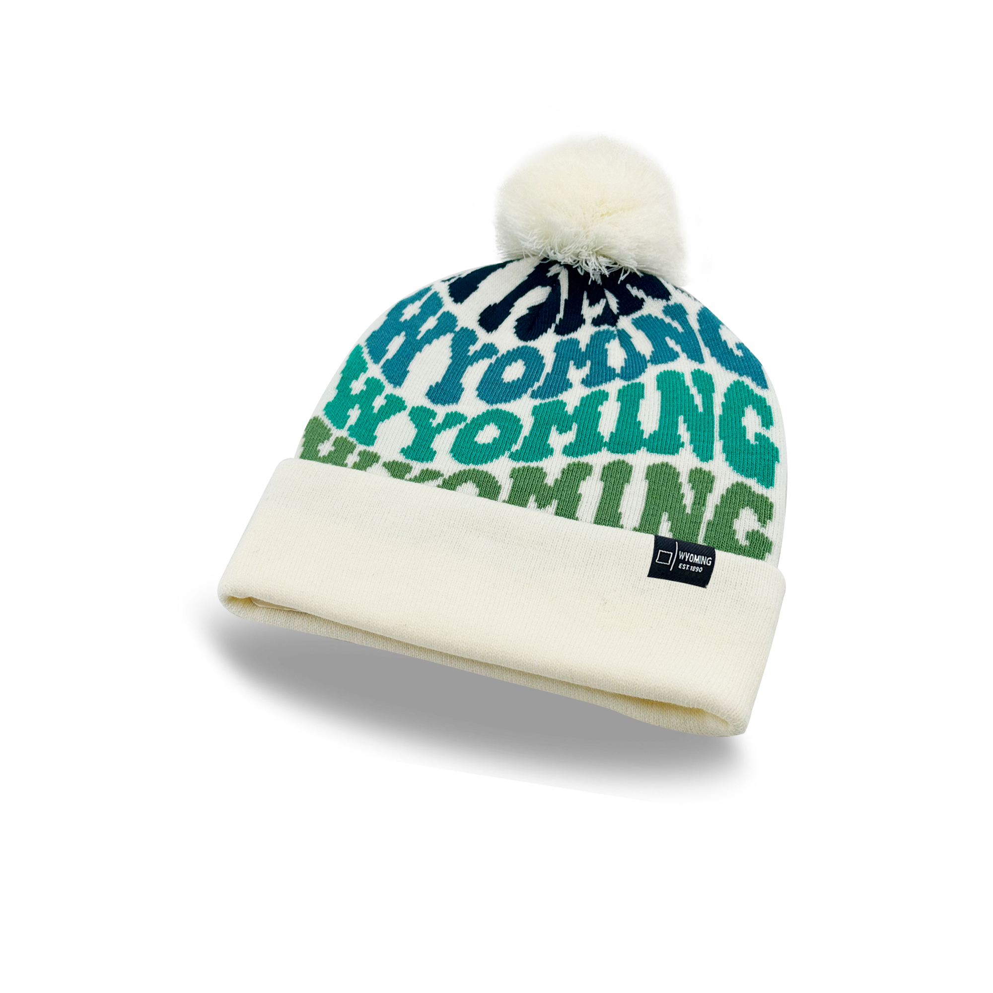 Wyoming Colorful Letter Beanie Winter Knit Hat with Pom Pom for Cold Weather