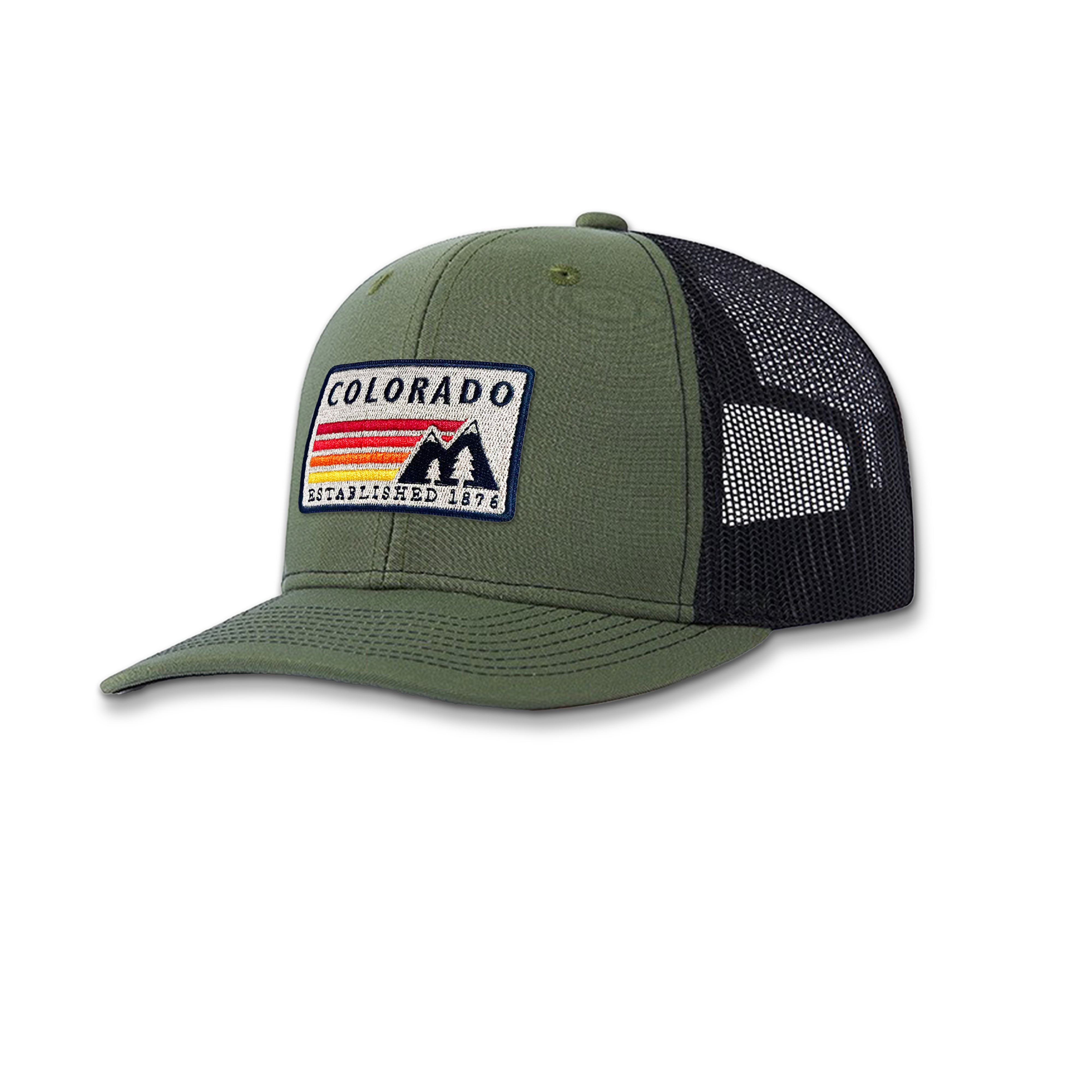 Colorado Mountain Embroidered Patch Trucker Hat Vintage Outdoor Cap